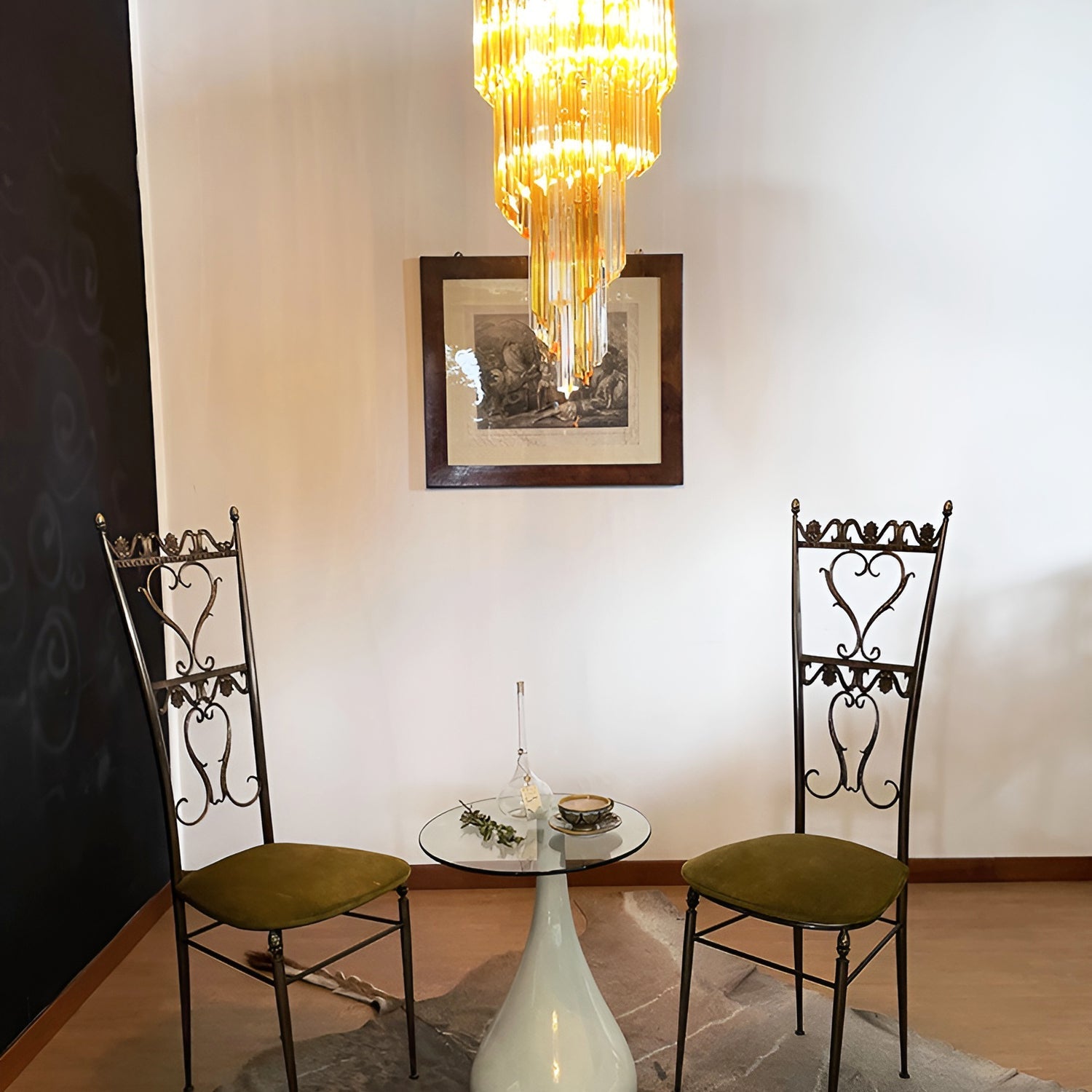 Aurora Chandelier Spiral Pink Prism Tiered - Blowlighting