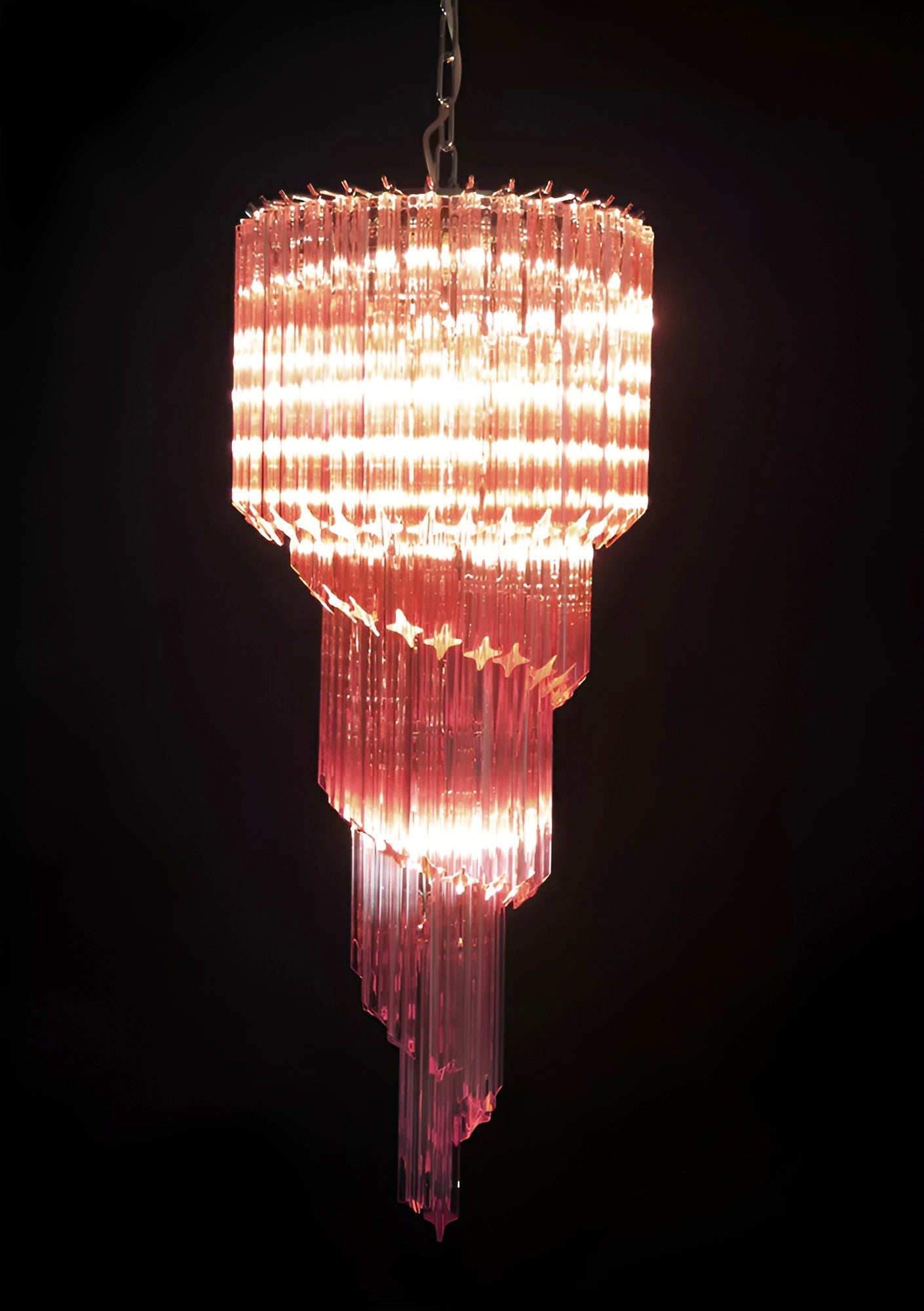 Aurora Chandelier Spiral Pink Prism Tiered - Blowlighting
