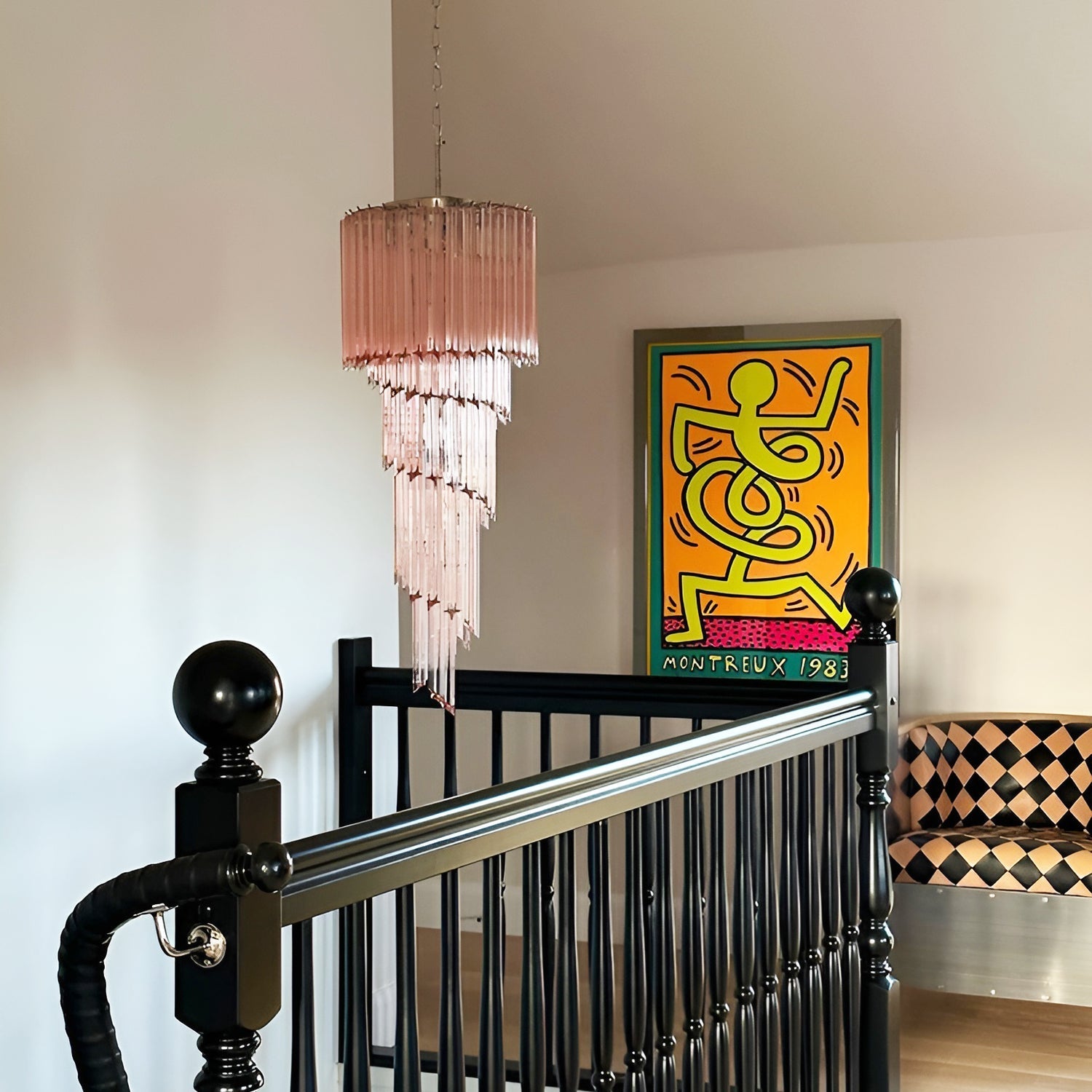 Aurora Chandelier Spiral Pink Prism Tiered - Blowlighting