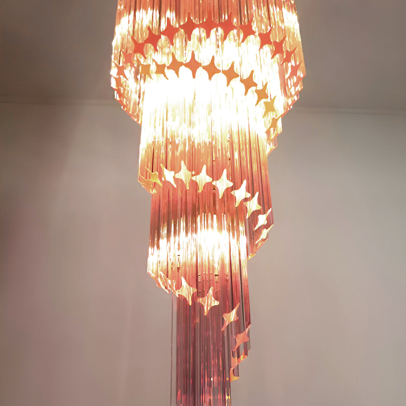 Aurora Chandelier Spiral Pink Prism Tiered - Blowlighting