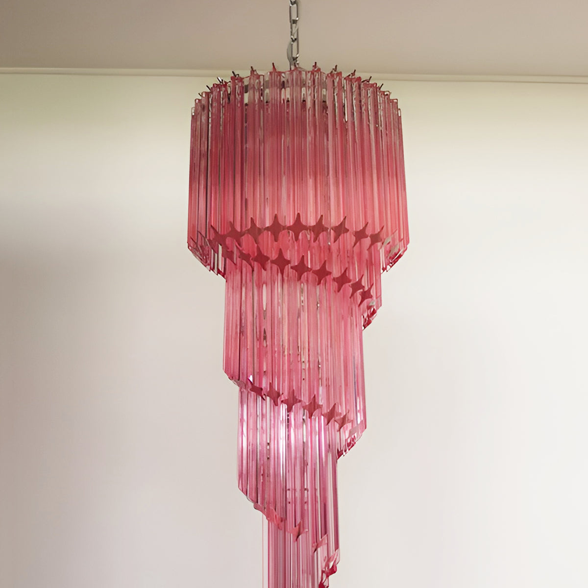 Aurora Chandelier Spiral Pink Prism Tiered - Blowlighting