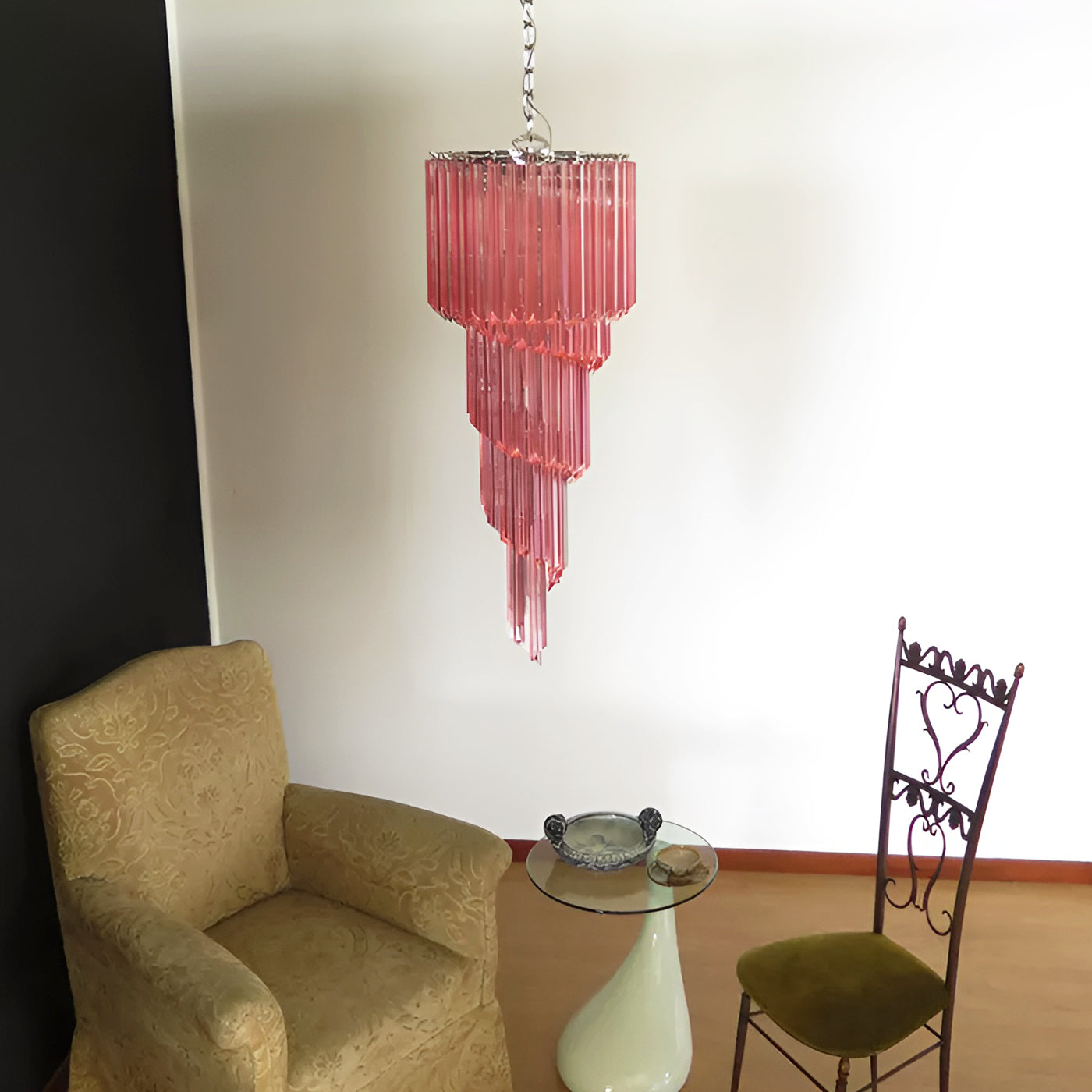 Aurora Chandelier Spiral Pink Prism Tiered - Blowlighting