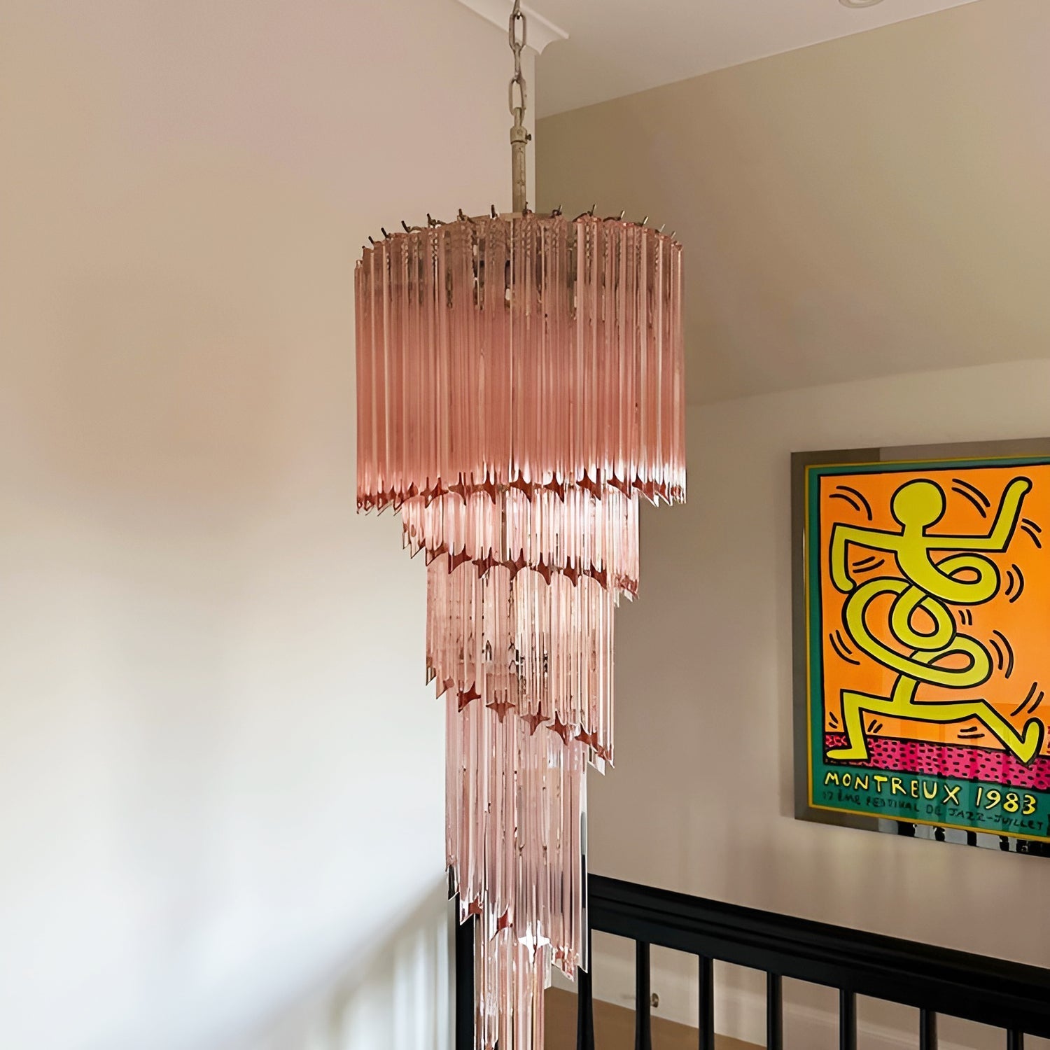 Aurora Chandelier Spiral Pink Prism Tiered - Blowlighting