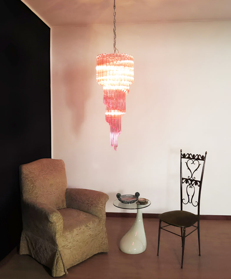 Aurora Chandelier Spiral Pink Prism Tiered - Blowlighting