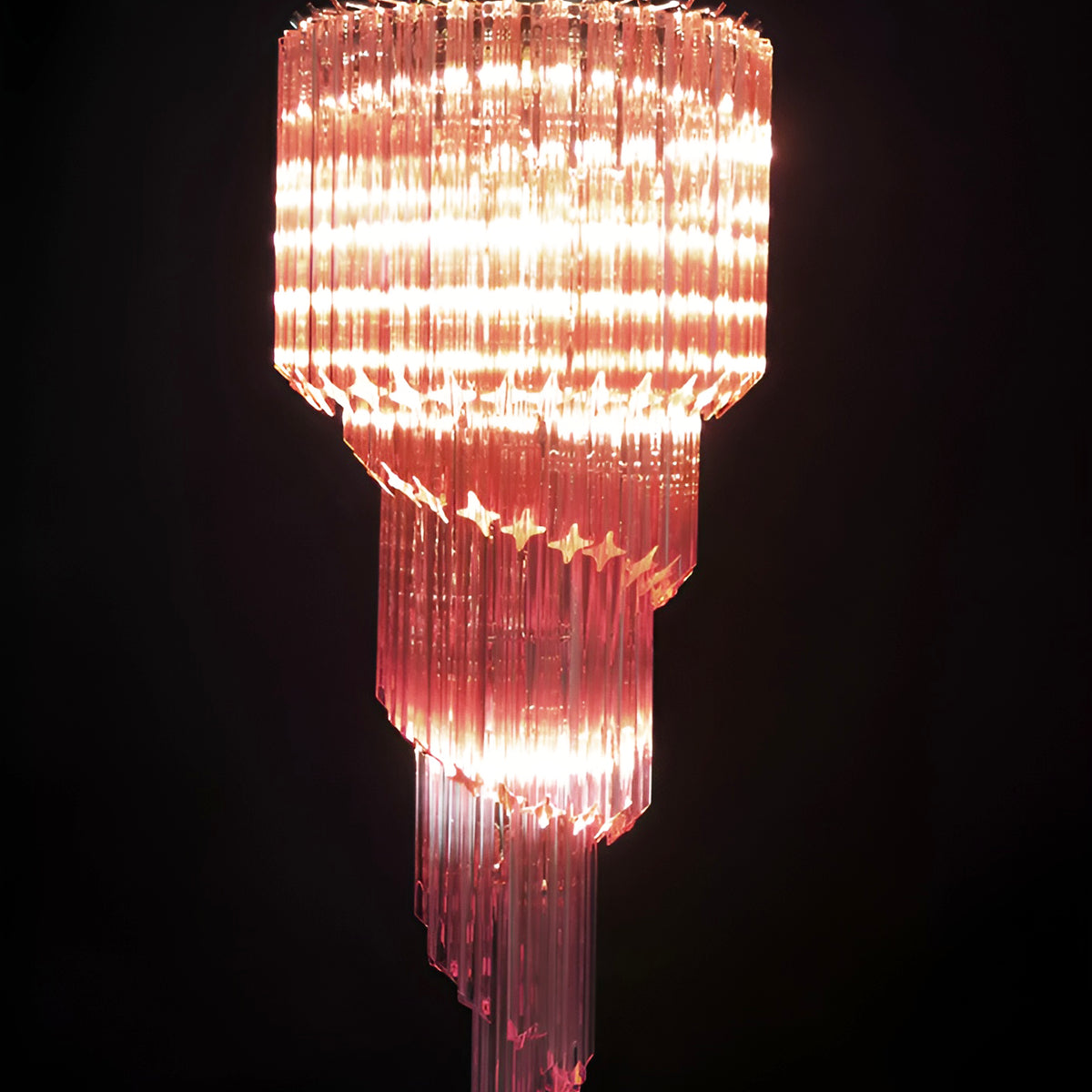 Aurora Chandelier Spiral Pink Prism Tiered - Blowlighting