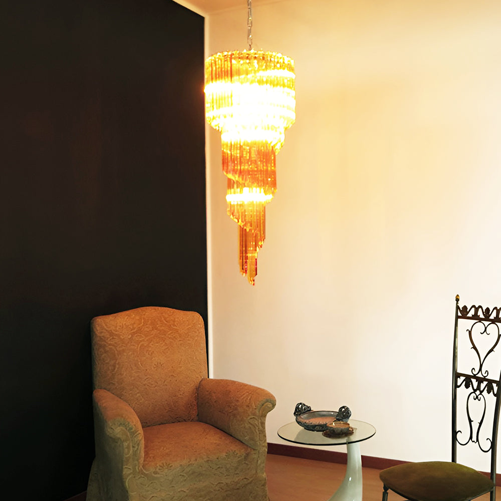 Aurora Chandelier Spiral Pink Prism Tiered - Blowlighting