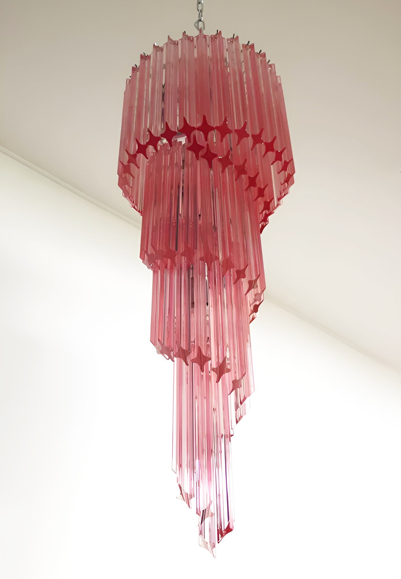 Aurora Chandelier Spiral Pink Prism Tiered - Blowlighting