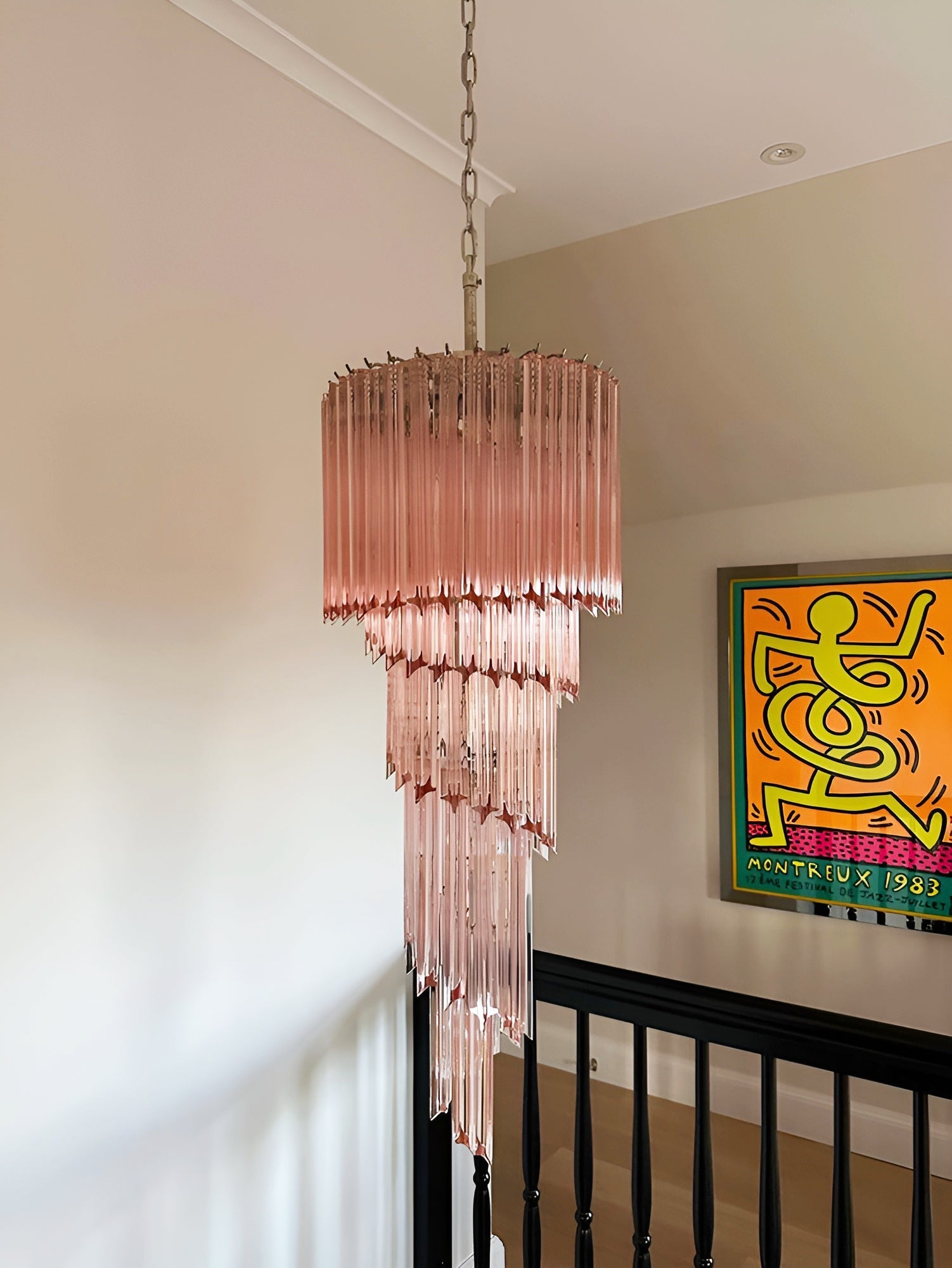 Aurora Chandelier Spiral Pink Prism Tiered - Blowlighting