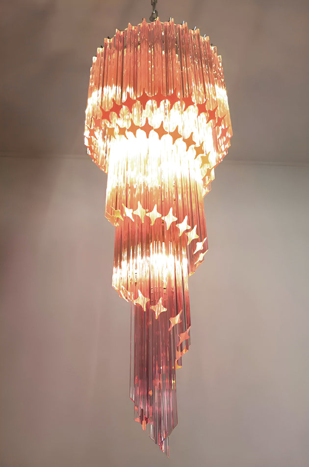Aurora Chandelier Spiral Pink Prism Tiered - Blowlighting
