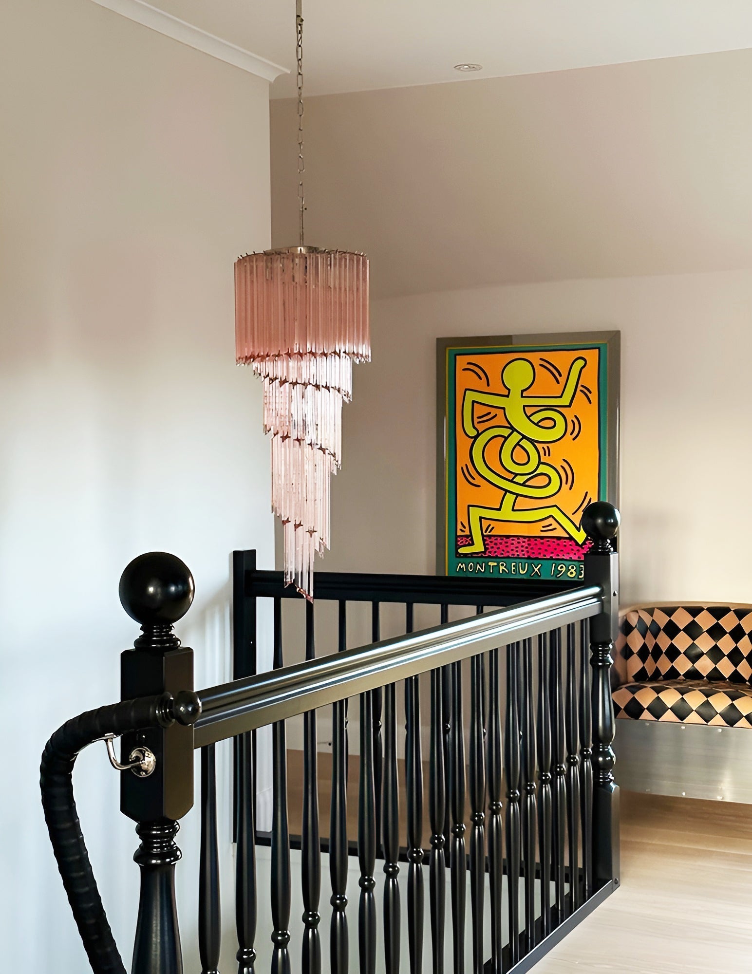 Aurora Chandelier Spiral Pink Prism Tiered - Blowlighting