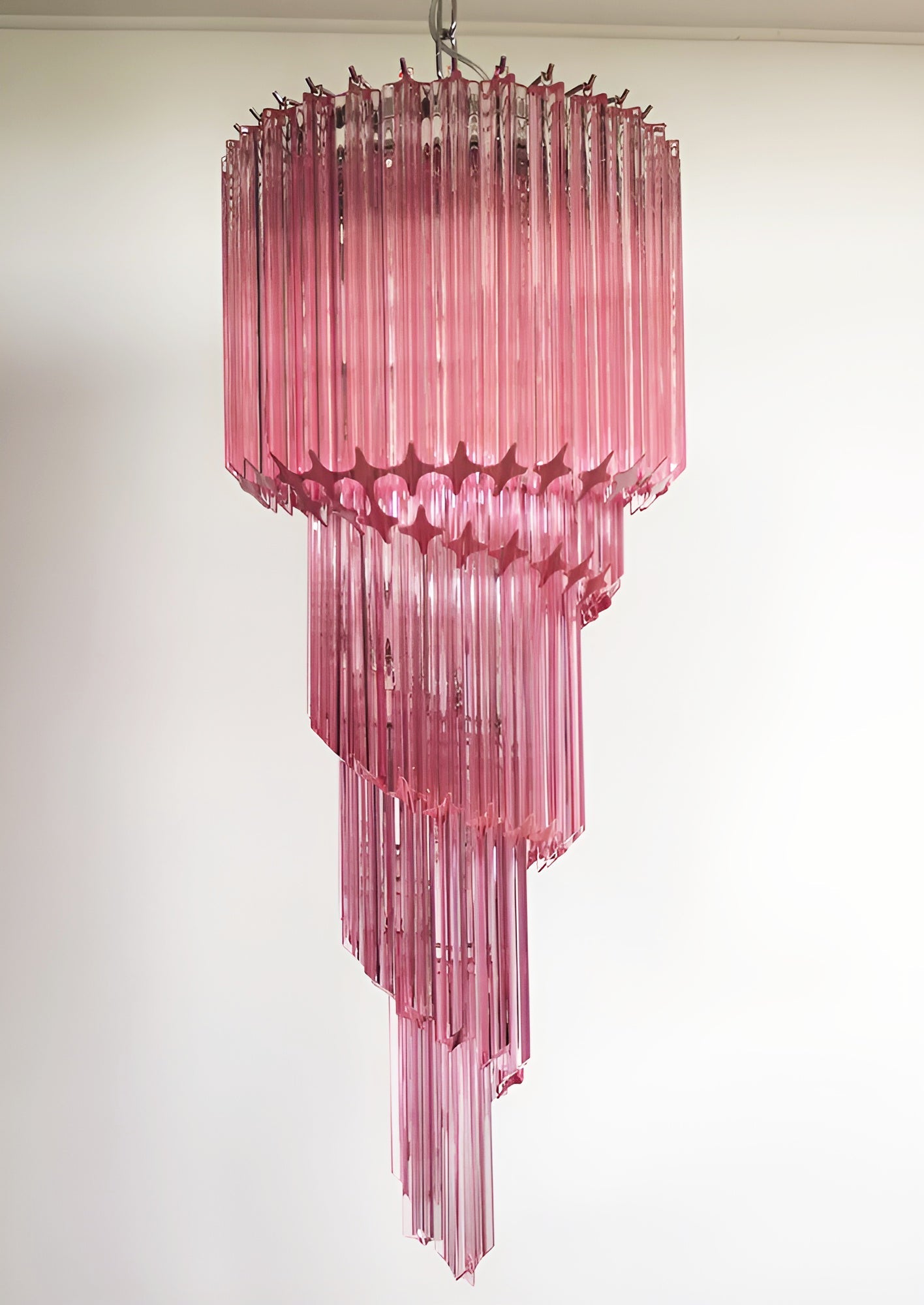 Aurora Chandelier Spiral Pink Prism Tiered - Blowlighting