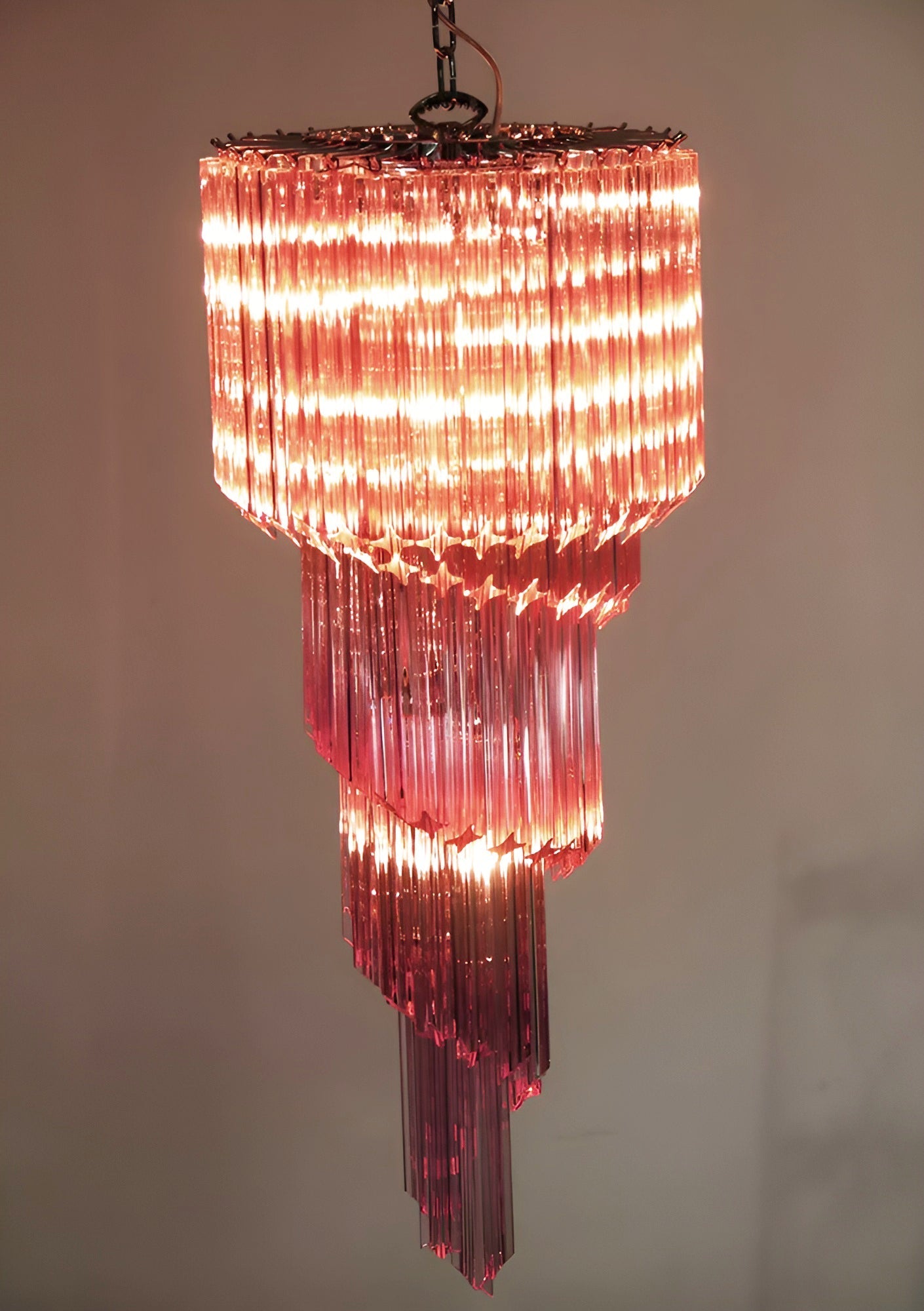 Aurora Chandelier Spiral Pink Prism Tiered - Blowlighting