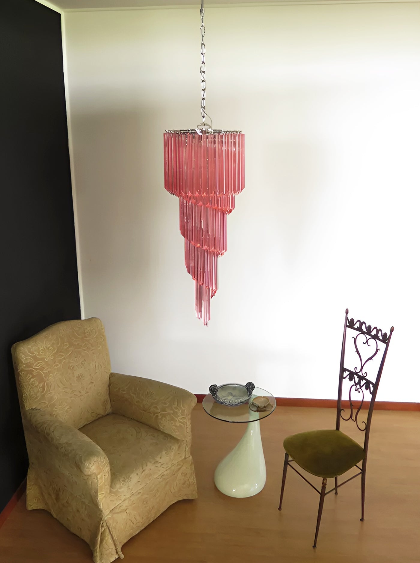 Aurora Chandelier Spiral Pink Prism Tiered - Blowlighting