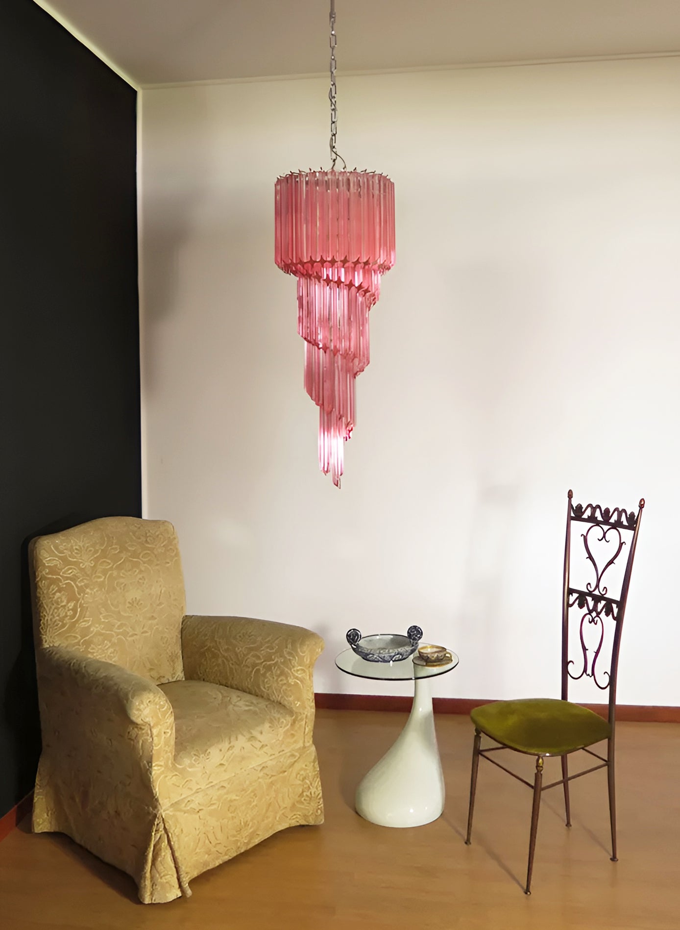 Aurora Chandelier Spiral Pink Prism Tiered - Blowlighting