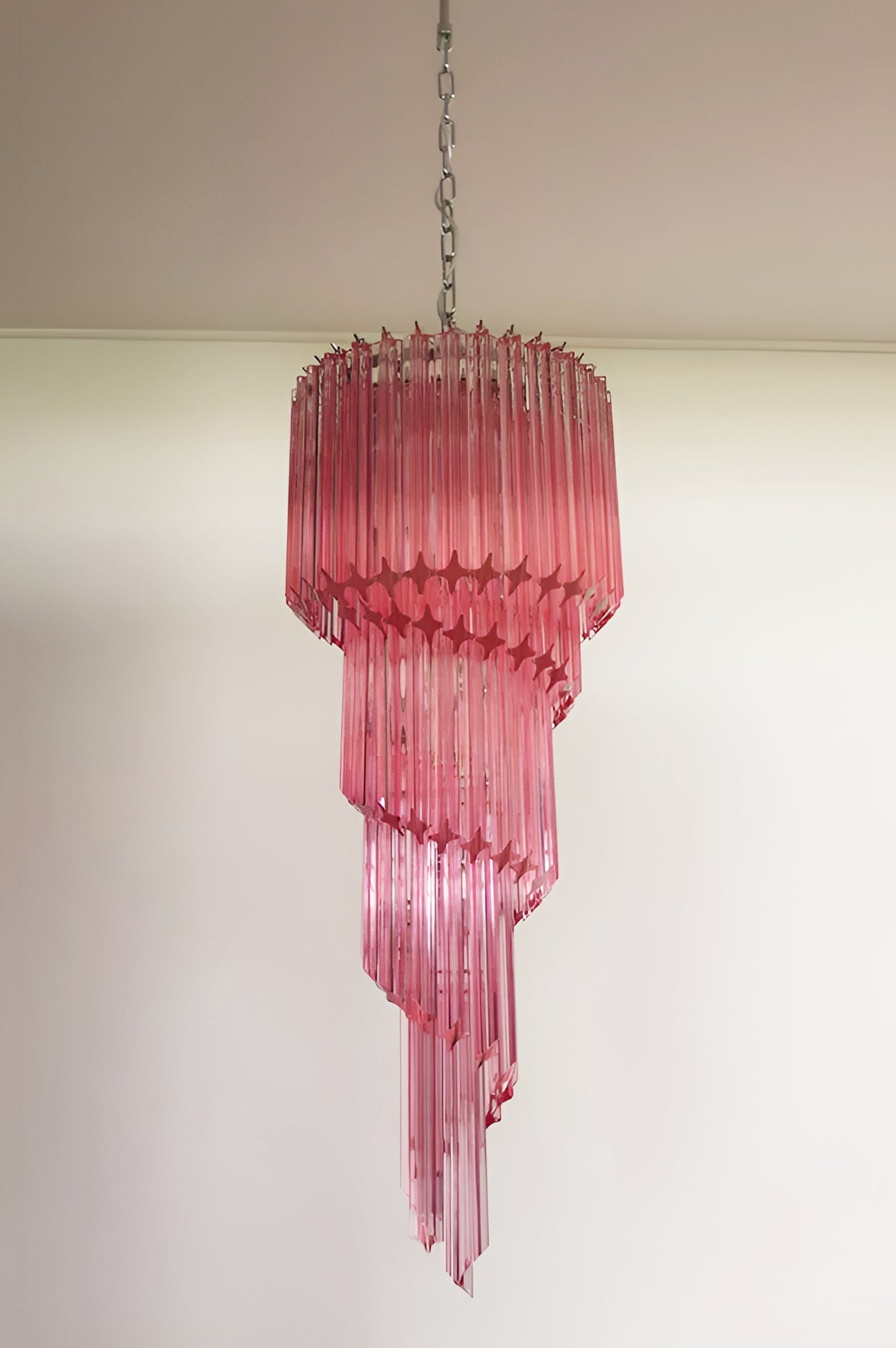 Aurora Chandelier Spiral Pink Prism Tiered - Blowlighting