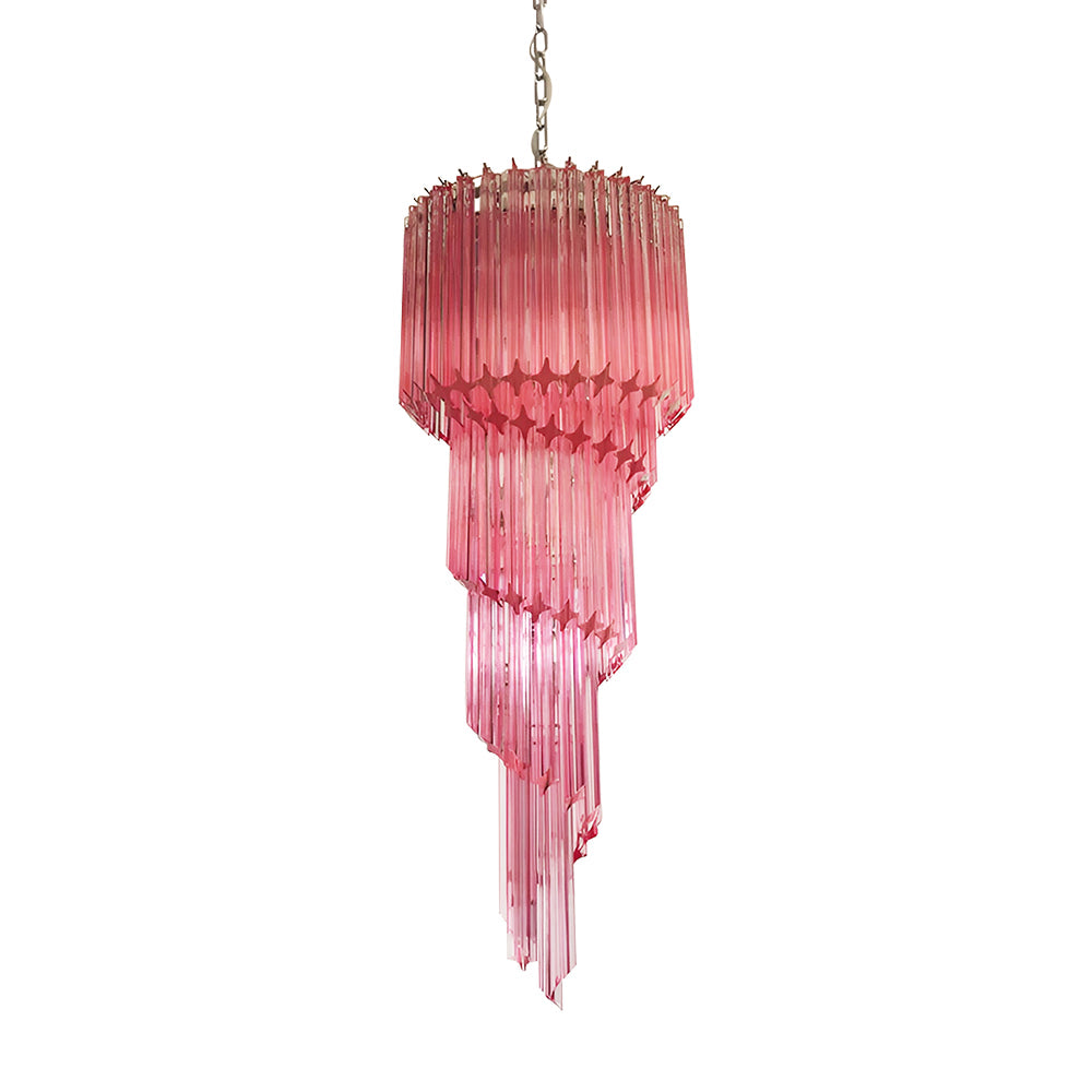 Aurora Chandelier Spiral Pink Prism Tiered - Blowlighting