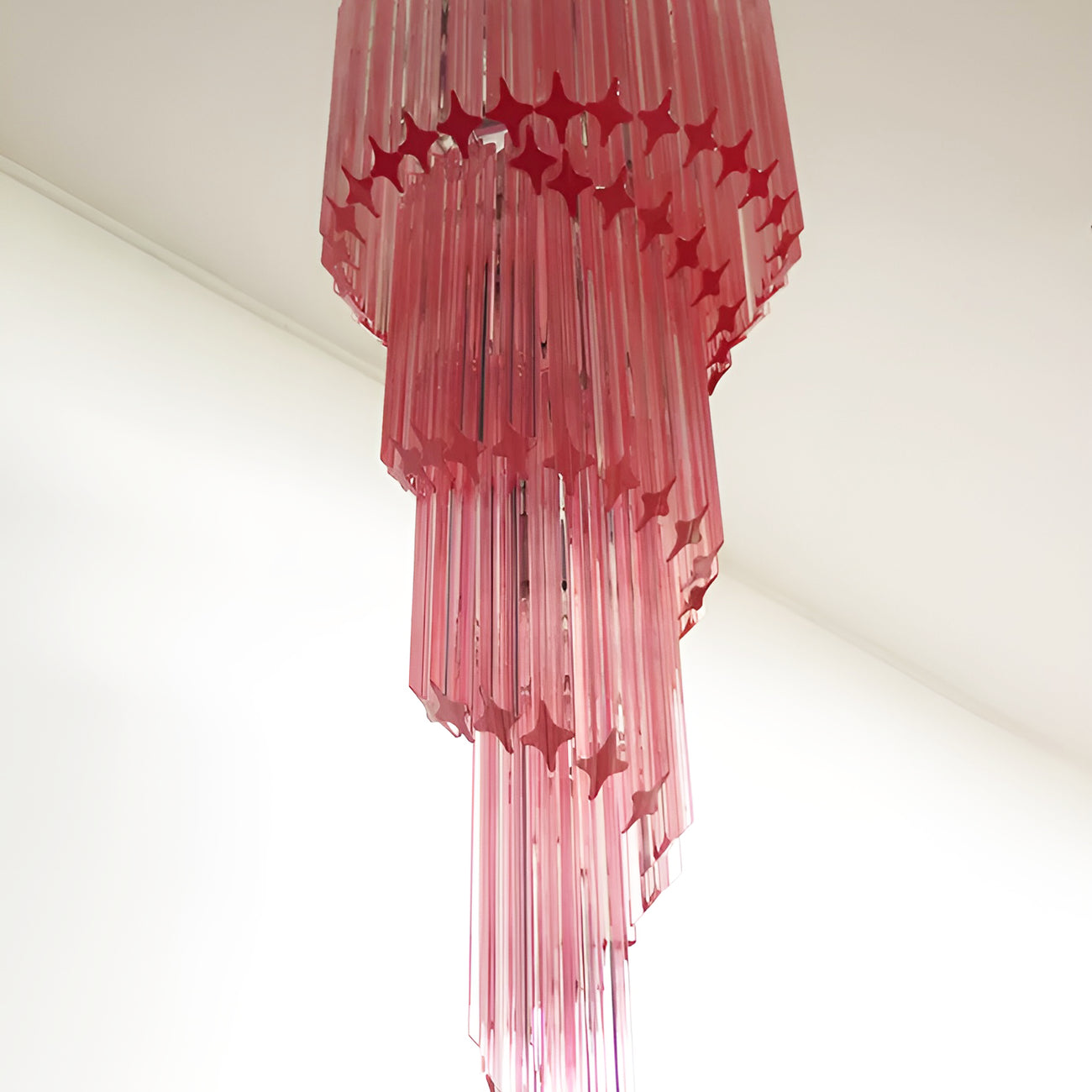 Aurora Chandelier Spiral Pink Prism Tiered - Blowlighting