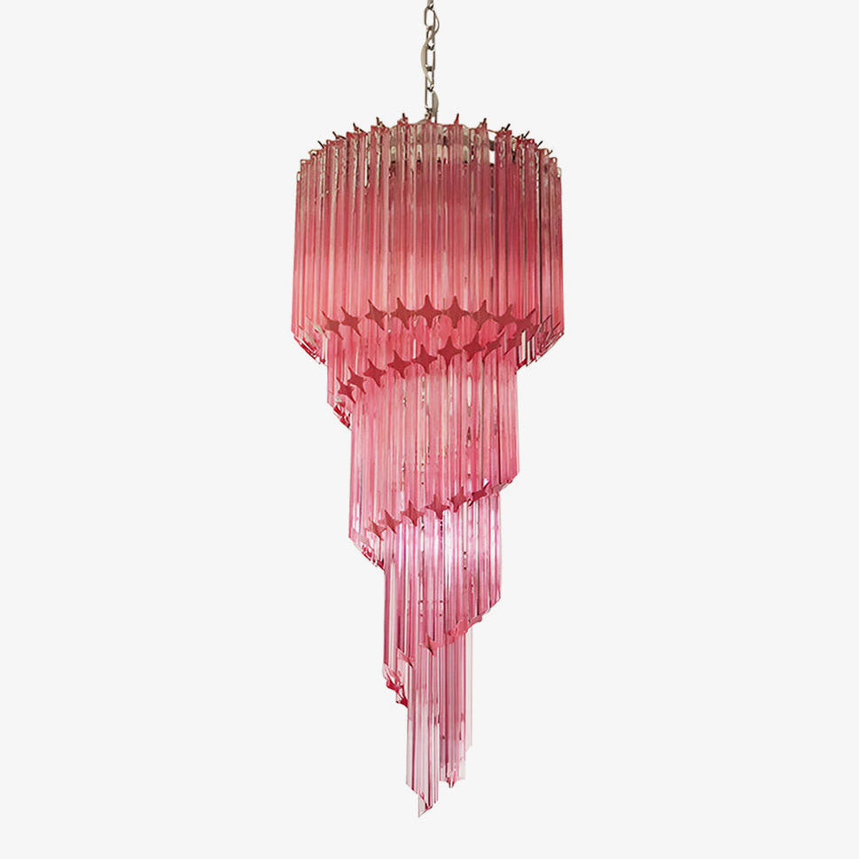 Aurora Chandelier Spiral Pink Prism Tiered - Blowlighting