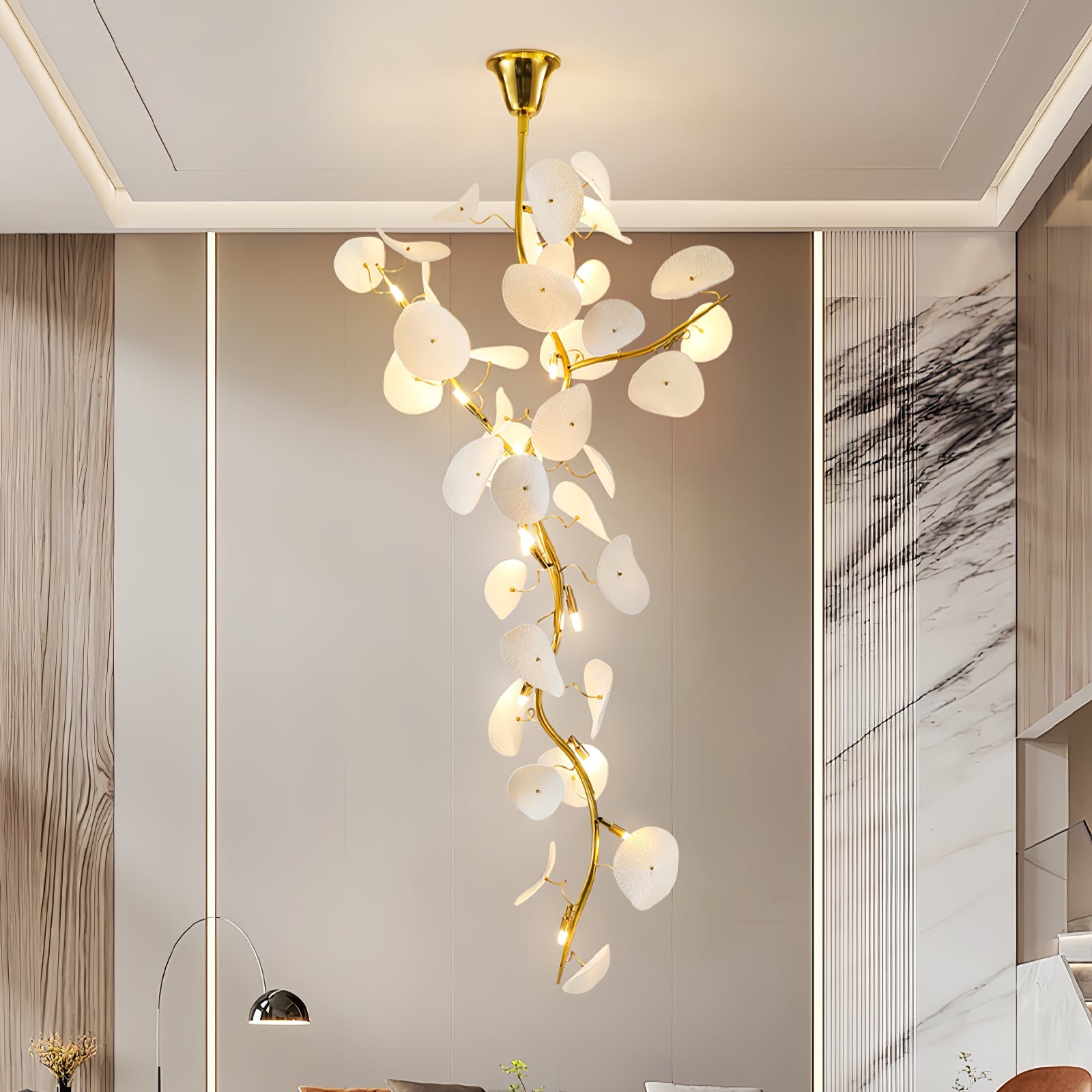 Orthair Branch Ceramic Brass Chandelier - Blowlighting