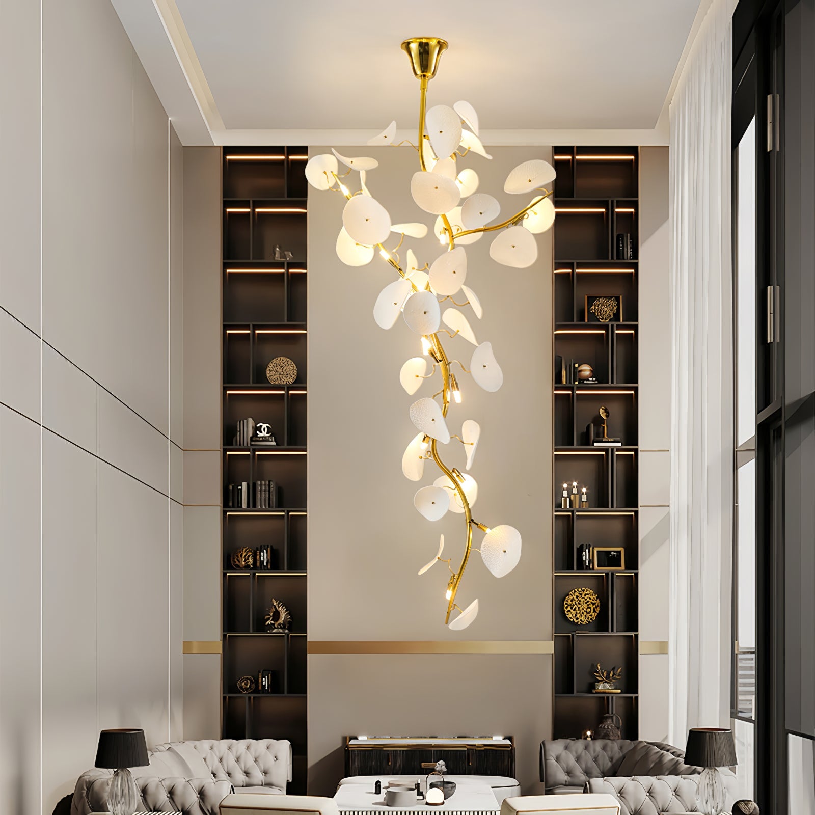 Orthair Branch Ceramic Brass Chandelier - Blowlighting