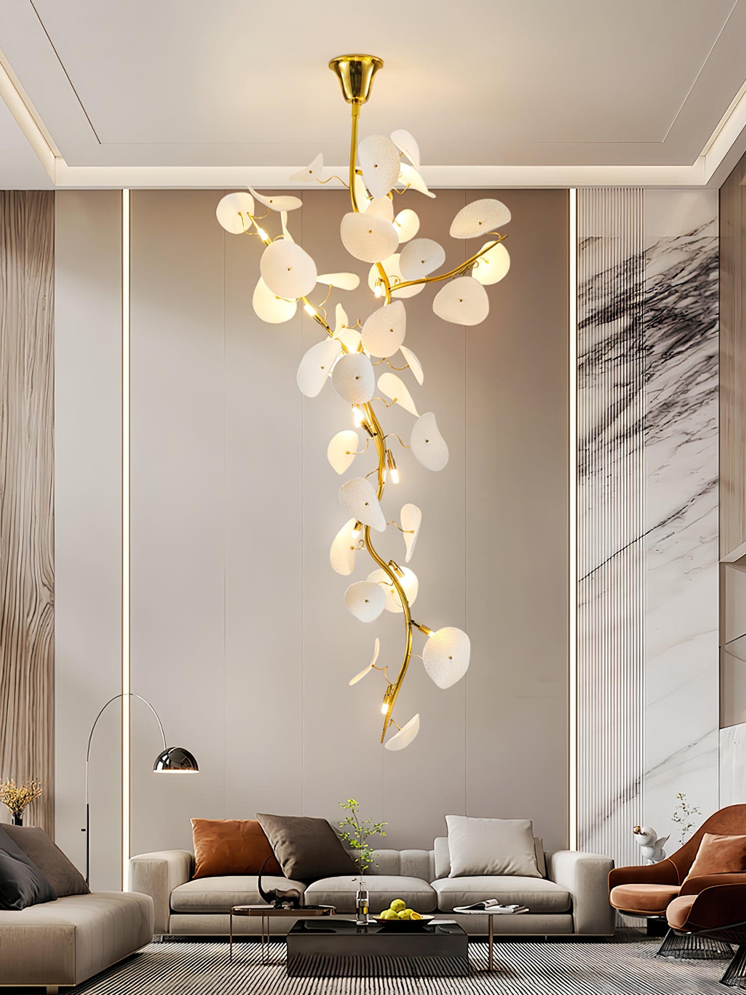 Orthair Branch Ceramic Brass Chandelier - Blowlighting