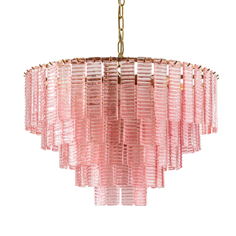 Aurora Chandelier Pink Murano Glass Layered Vintage Luxury - Blowlighting
