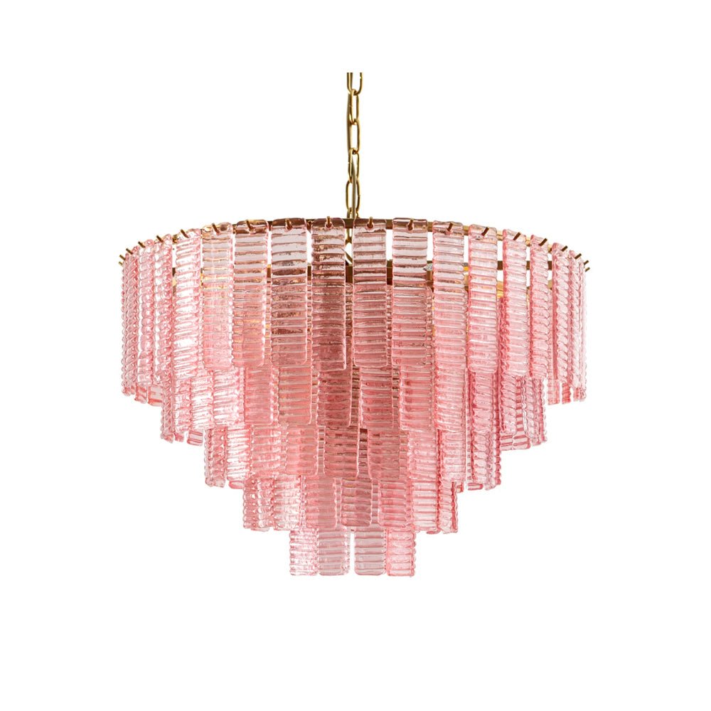 Aurora Chandelier Pink Murano Glass Layered Vintage Luxury - Blowlighting