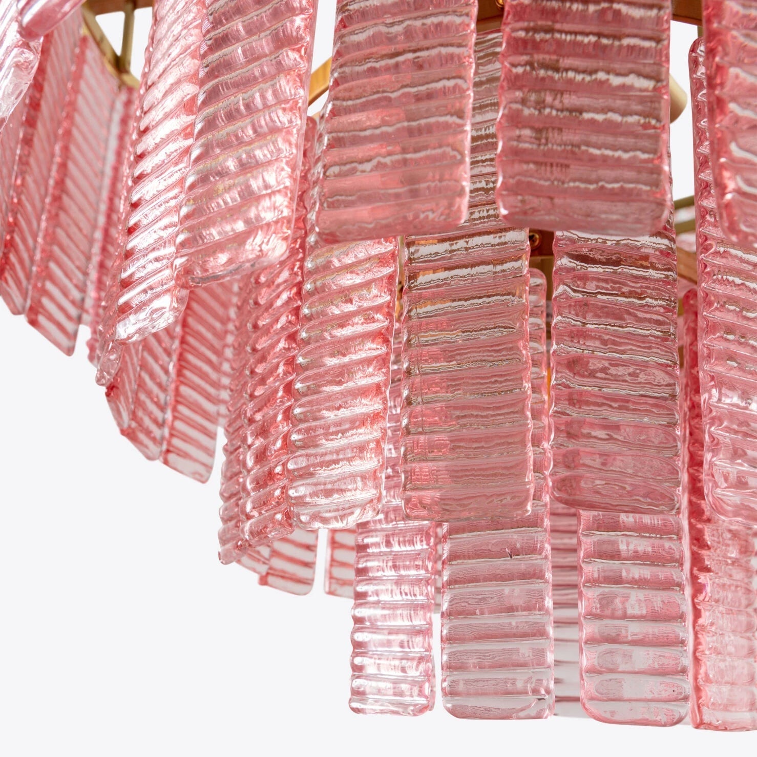 Aurora Chandelier Pink Murano Glass Layered Vintage Luxury - Blowlighting
