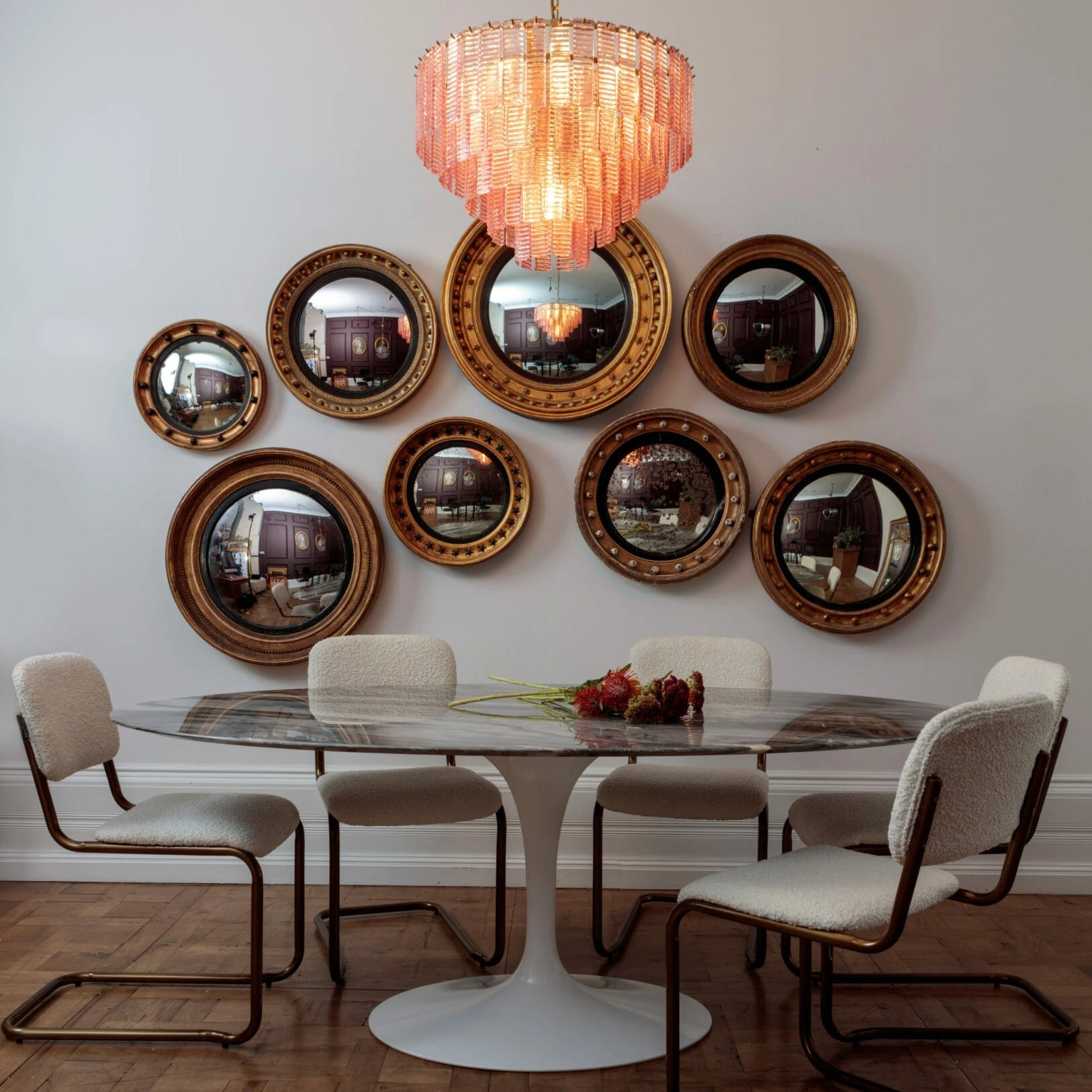 Aurora Chandelier Pink Murano Glass Layered Vintage Luxury - Blowlighting