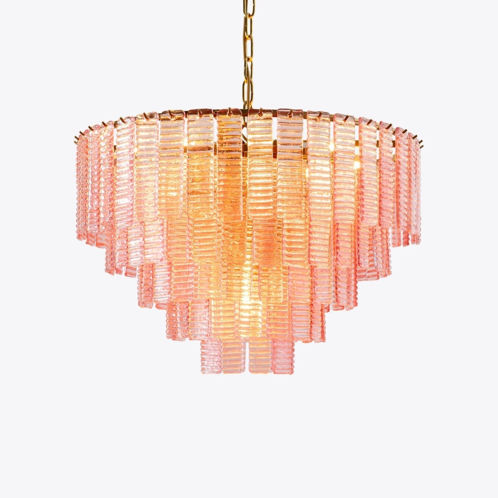 Aurora Chandelier Pink Murano Glass Layered Vintage Luxury - Blowlighting