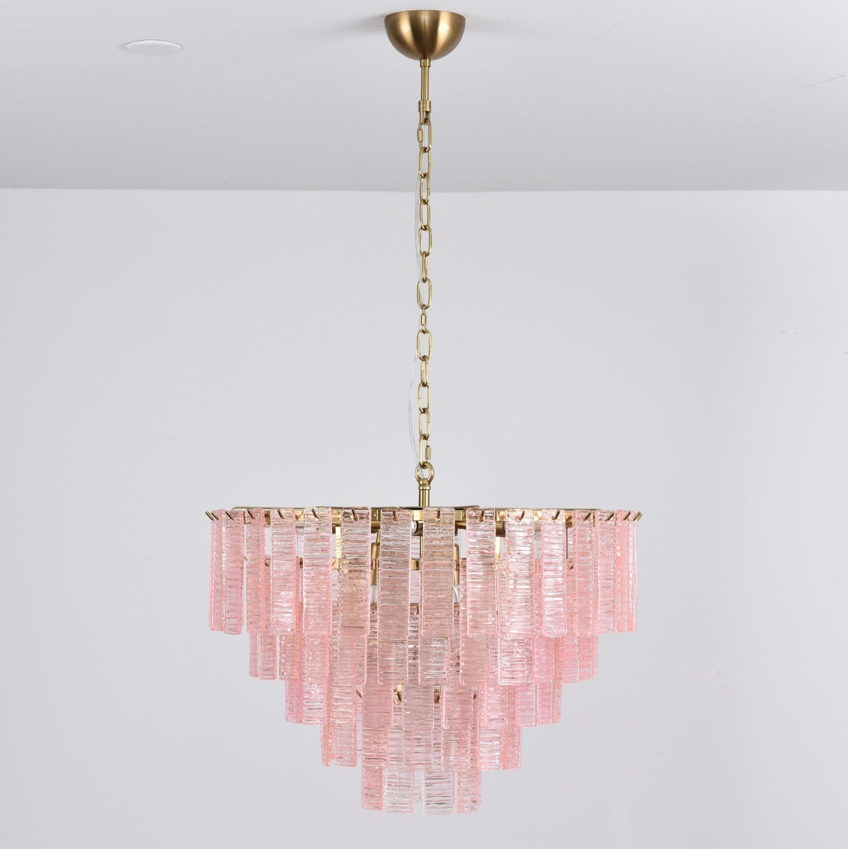 Aurora Chandelier Pink Murano Glass Layered Vintage Luxury - Blowlighting
