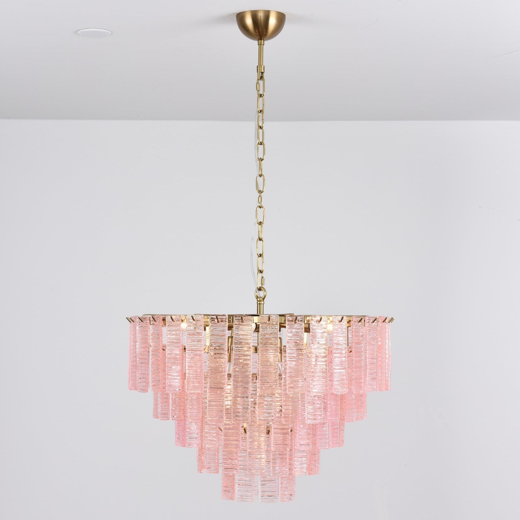 Aurora Chandelier Pink Murano Glass Layered Vintage Luxury - Blowlighting