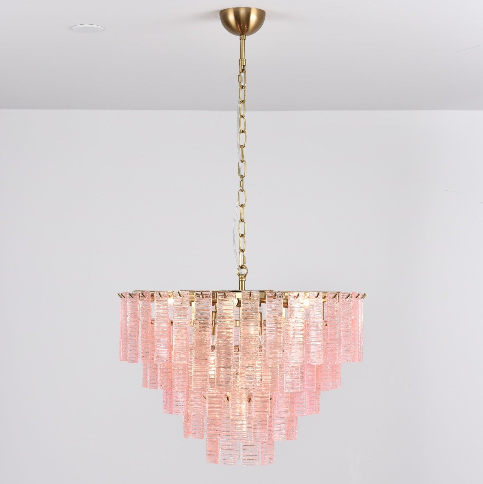 Aurora Chandelier Pink Murano Glass Layered Vintage Luxury - Blowlighting