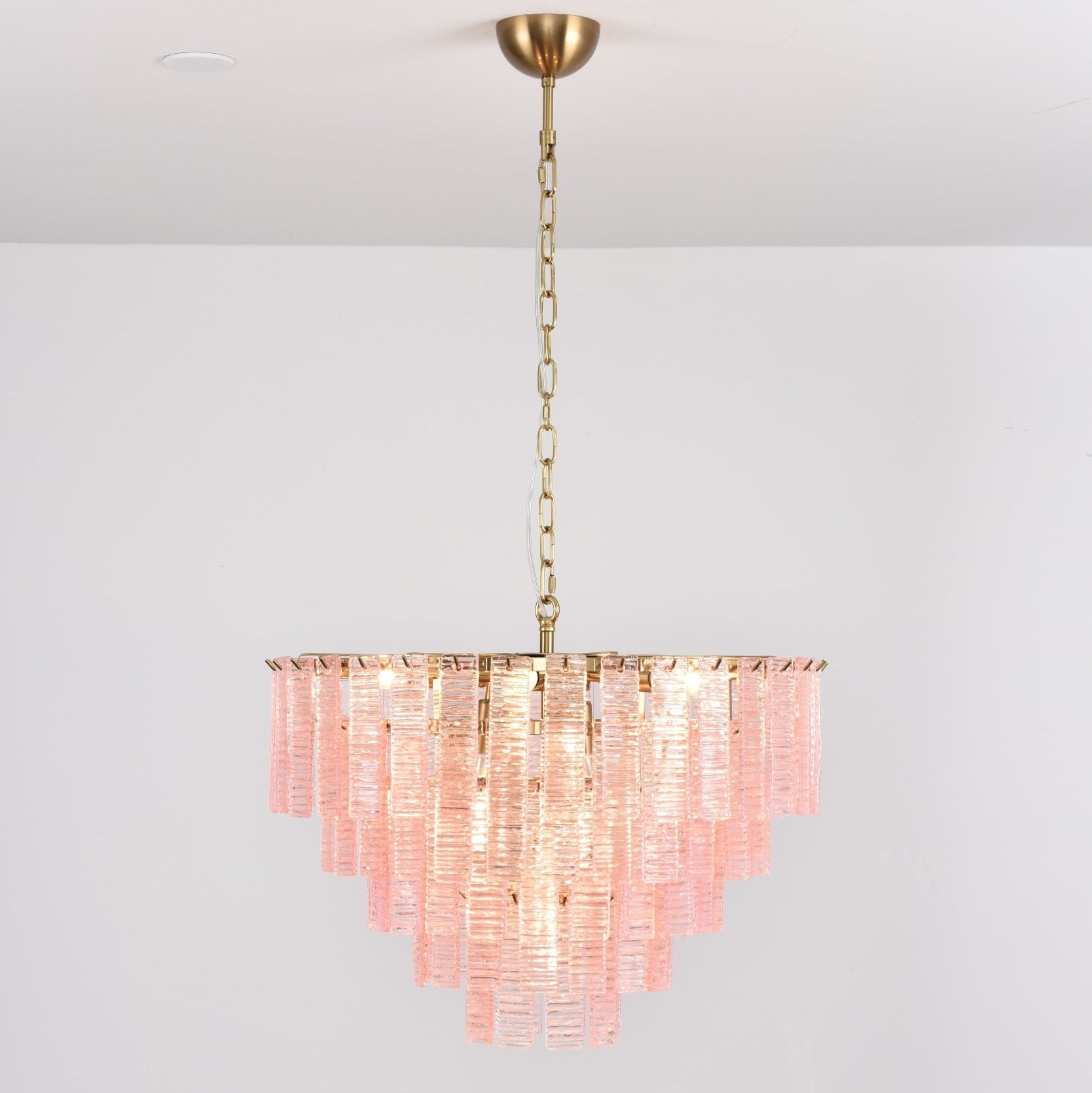 Aurora Chandelier Pink Murano Glass Layered Vintage Luxury - Blowlighting