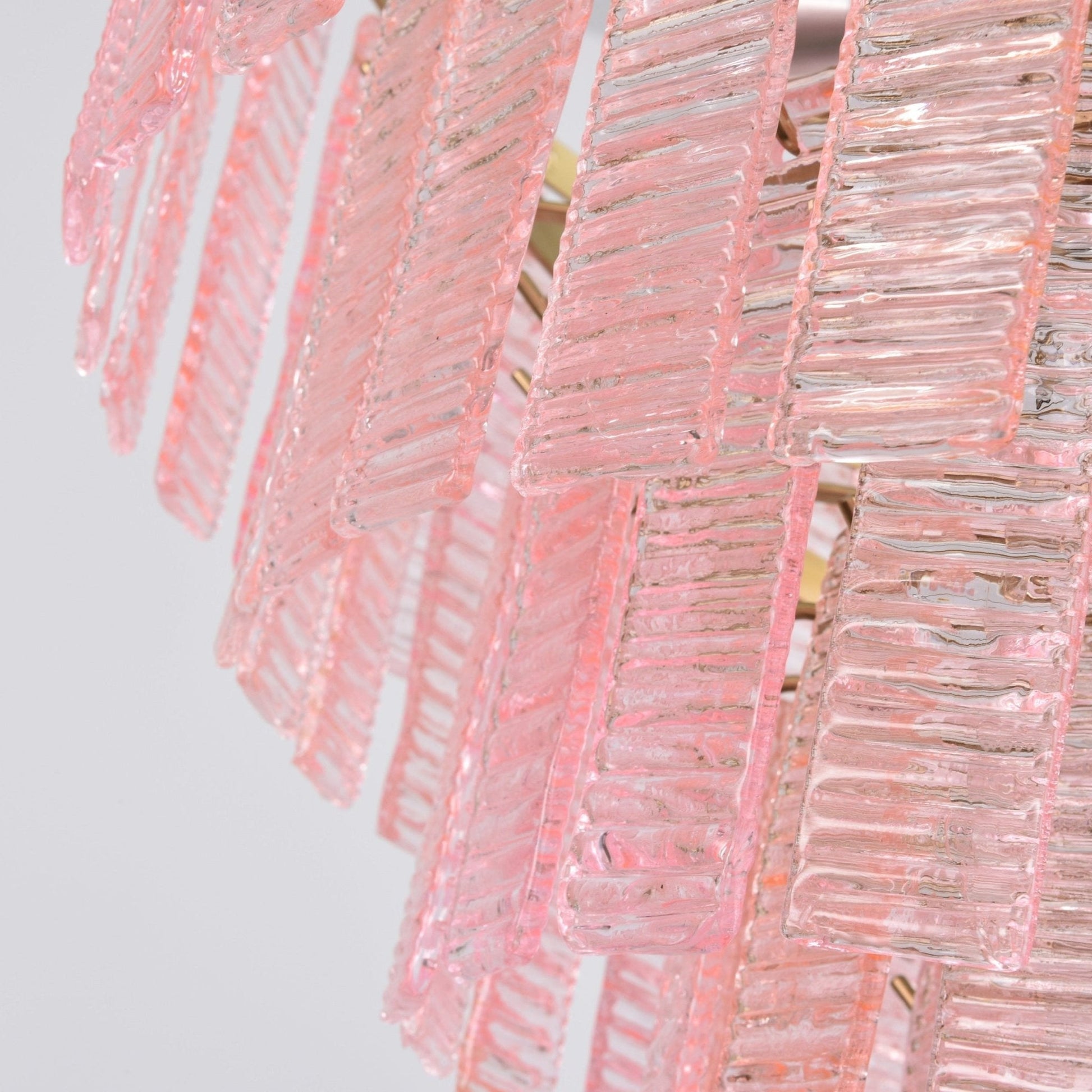 Aurora Chandelier Pink Murano Glass Layered Vintage Luxury - Blowlighting