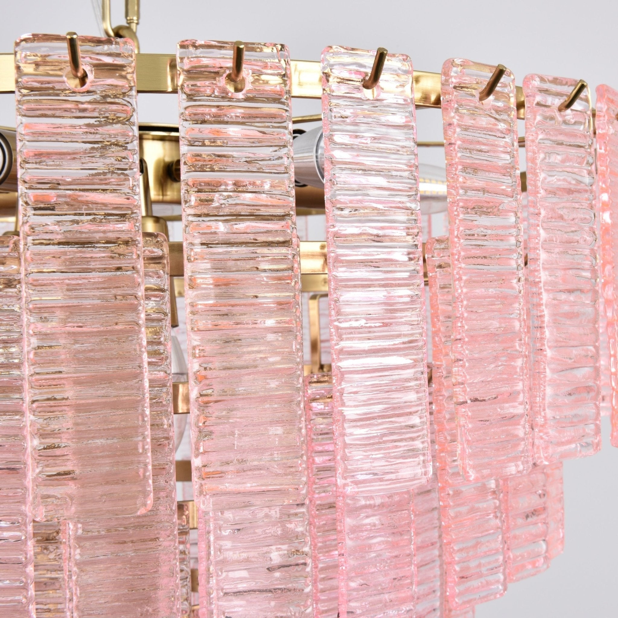 Aurora Chandelier Pink Murano Glass Layered Vintage Luxury - Blowlighting
