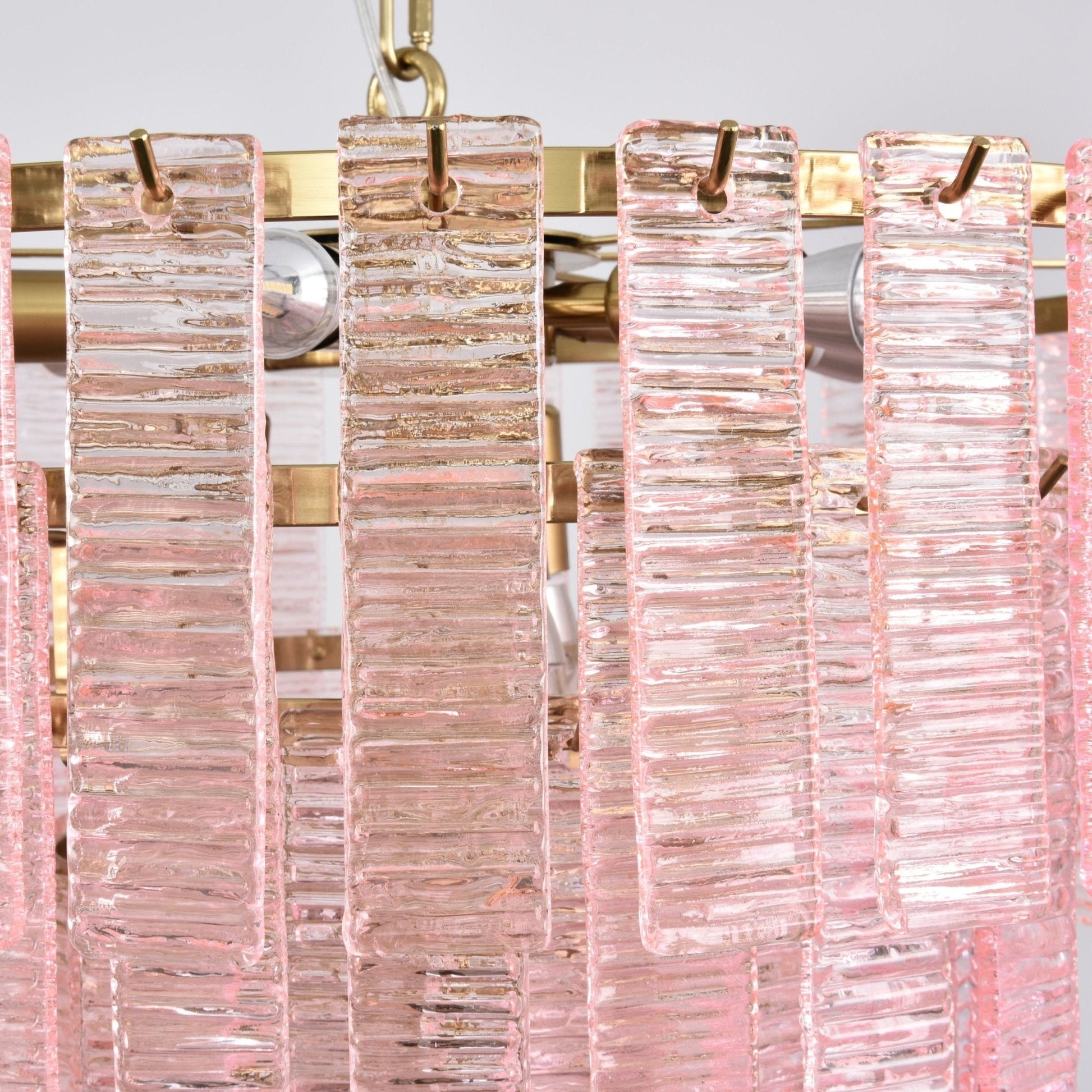 Aurora Chandelier Pink Murano Glass Layered Vintage Luxury - Blowlighting