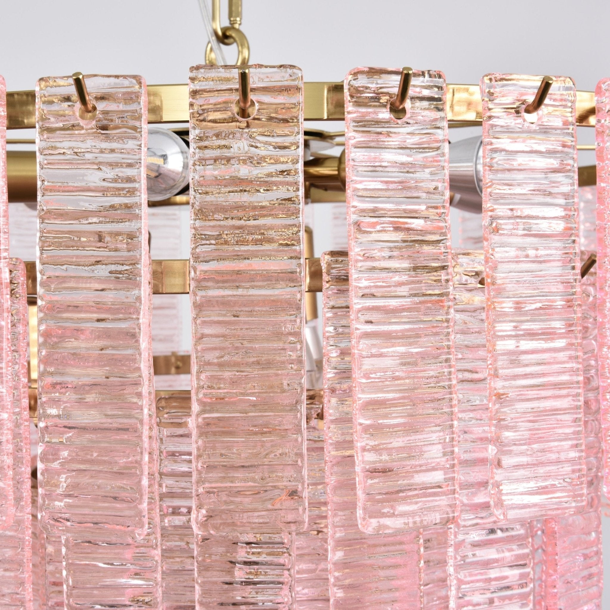 Aurora Chandelier Pink Murano Glass Layered Vintage Luxury - Blowlighting