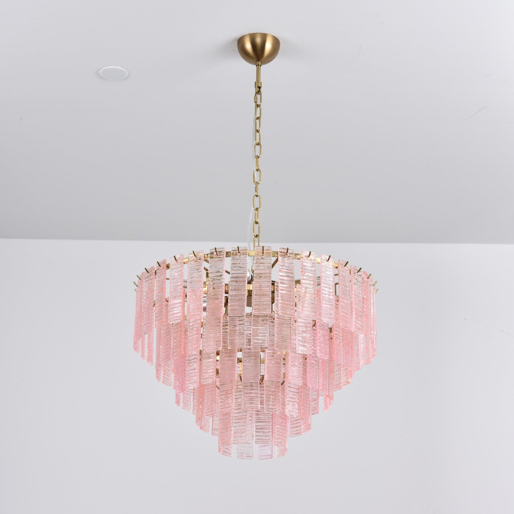 Aurora Chandelier Pink Murano Glass Layered Vintage Luxury - Blowlighting