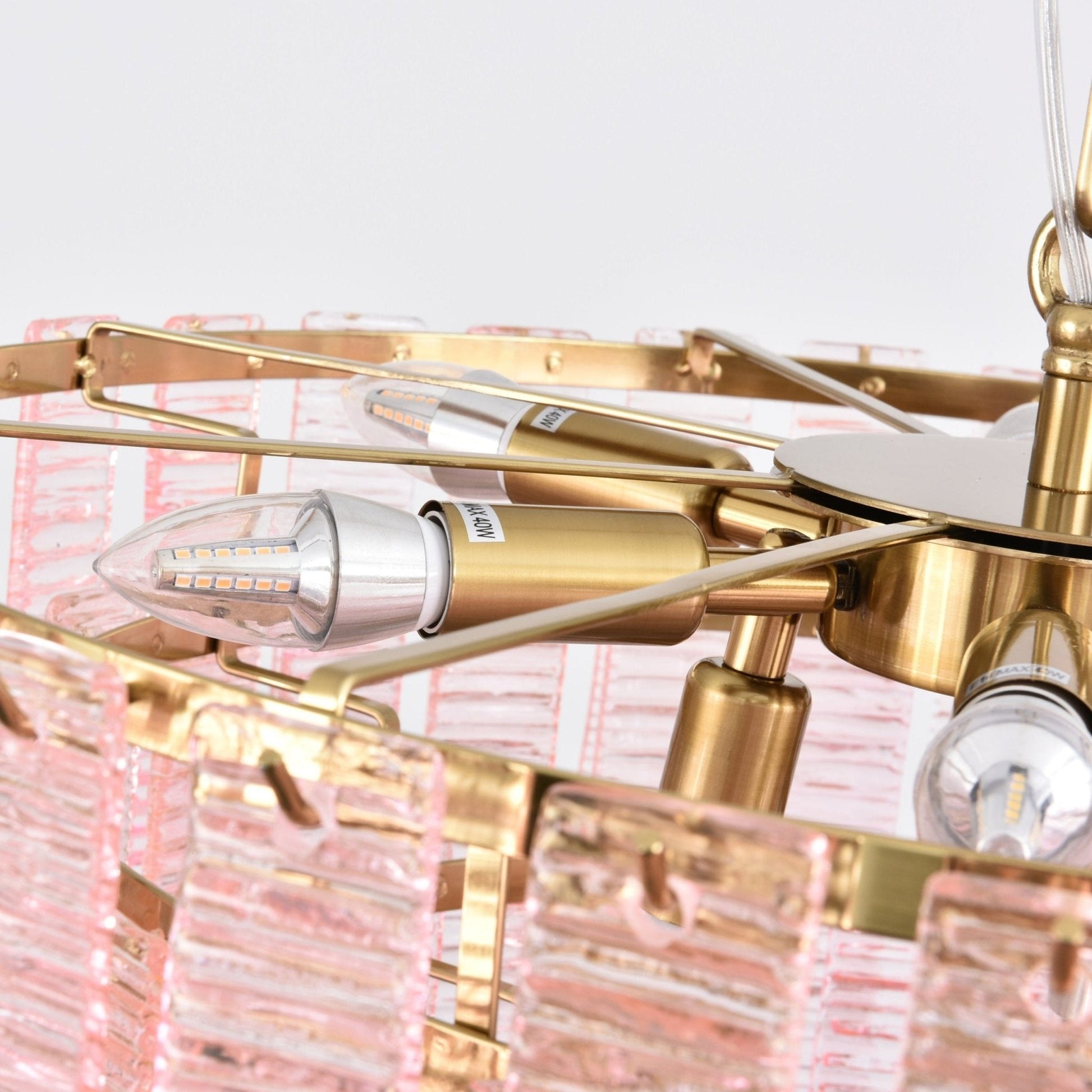 Aurora Chandelier Pink Murano Glass Layered Vintage Luxury - Blowlighting