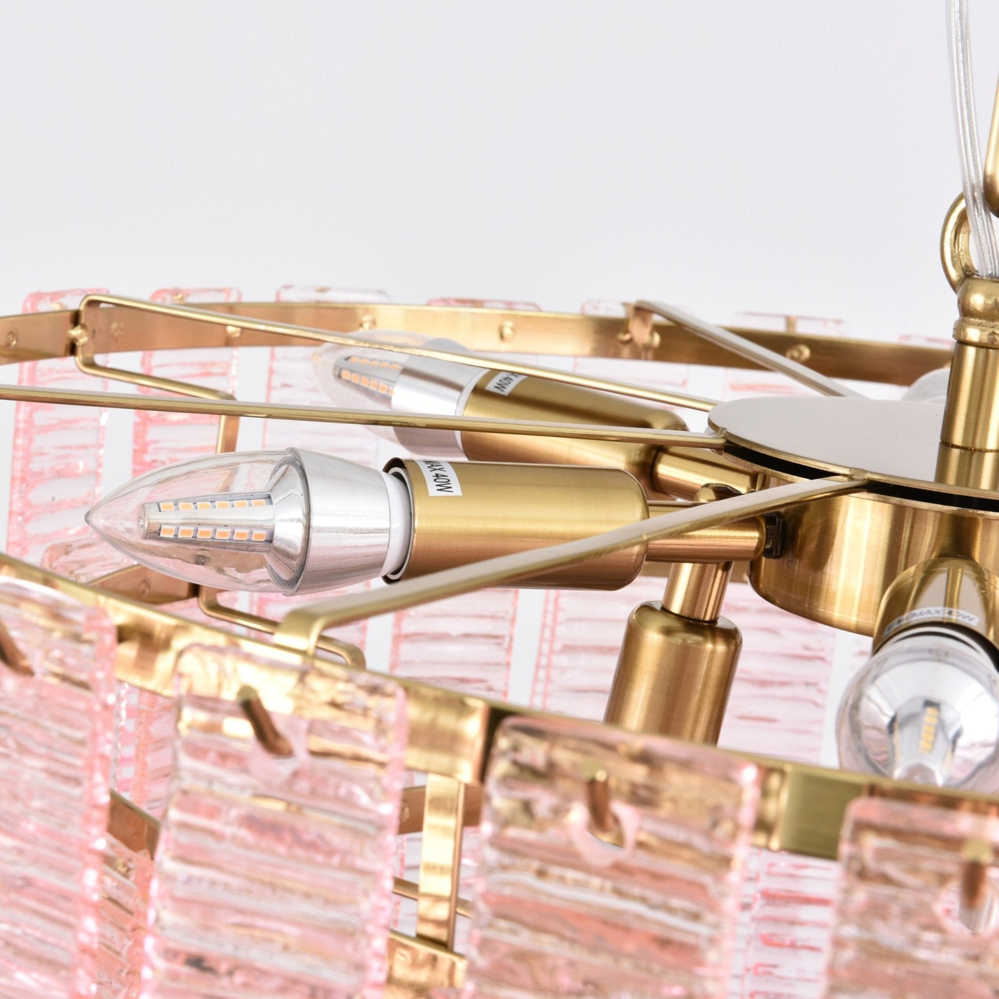 Aurora Chandelier Pink Murano Glass Layered Vintage Luxury - Blowlighting