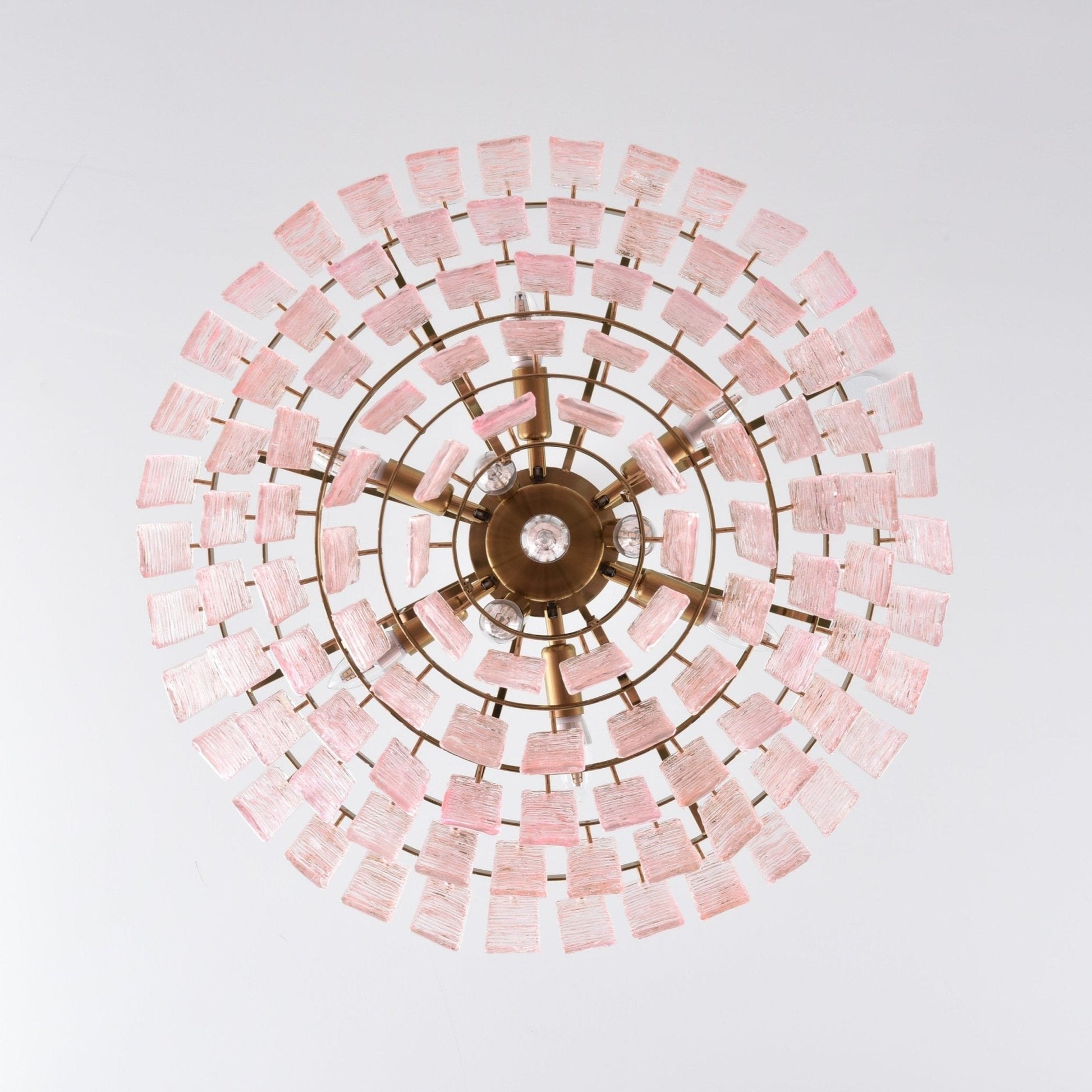 Aurora Chandelier Pink Murano Glass Layered Vintage Luxury - Blowlighting