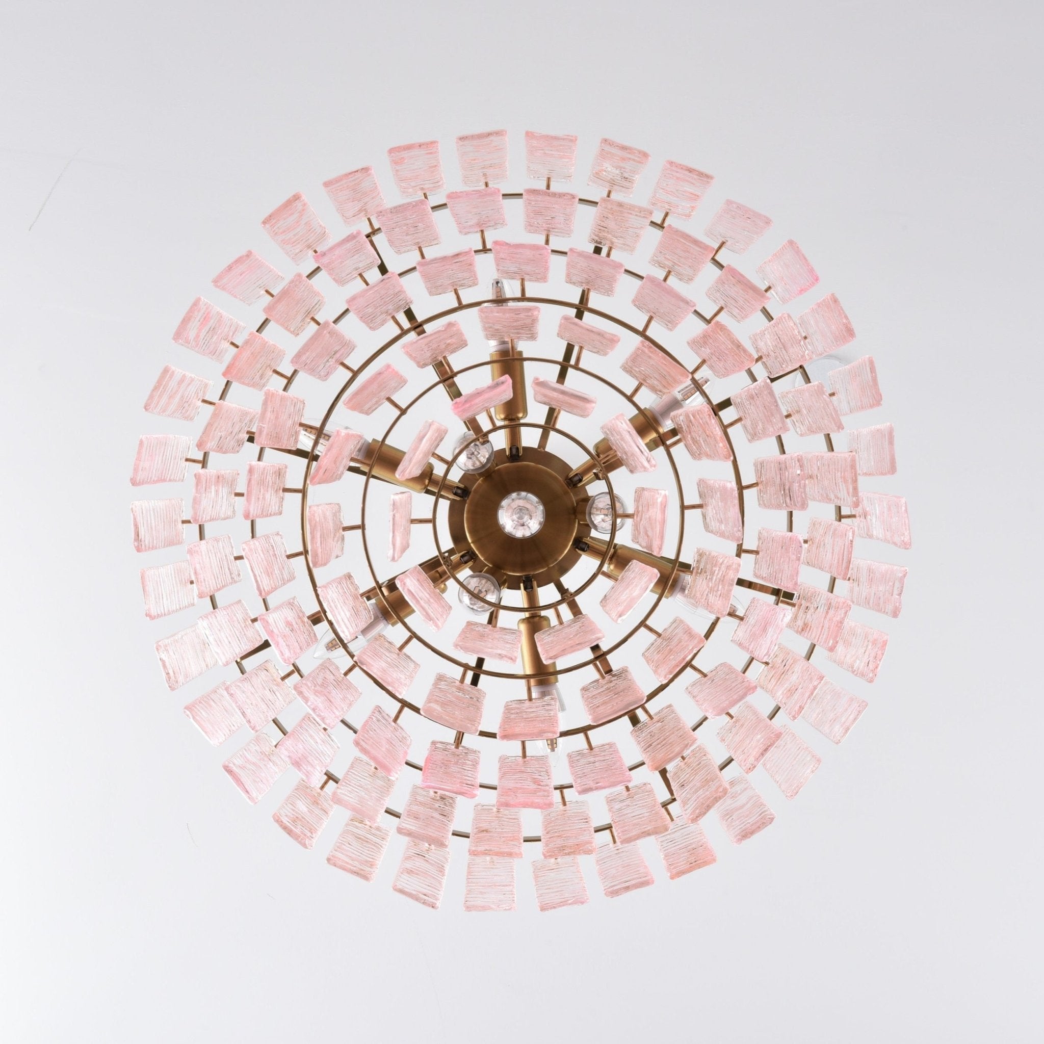 Aurora Chandelier Pink Murano Glass Layered Vintage Luxury - Blowlighting