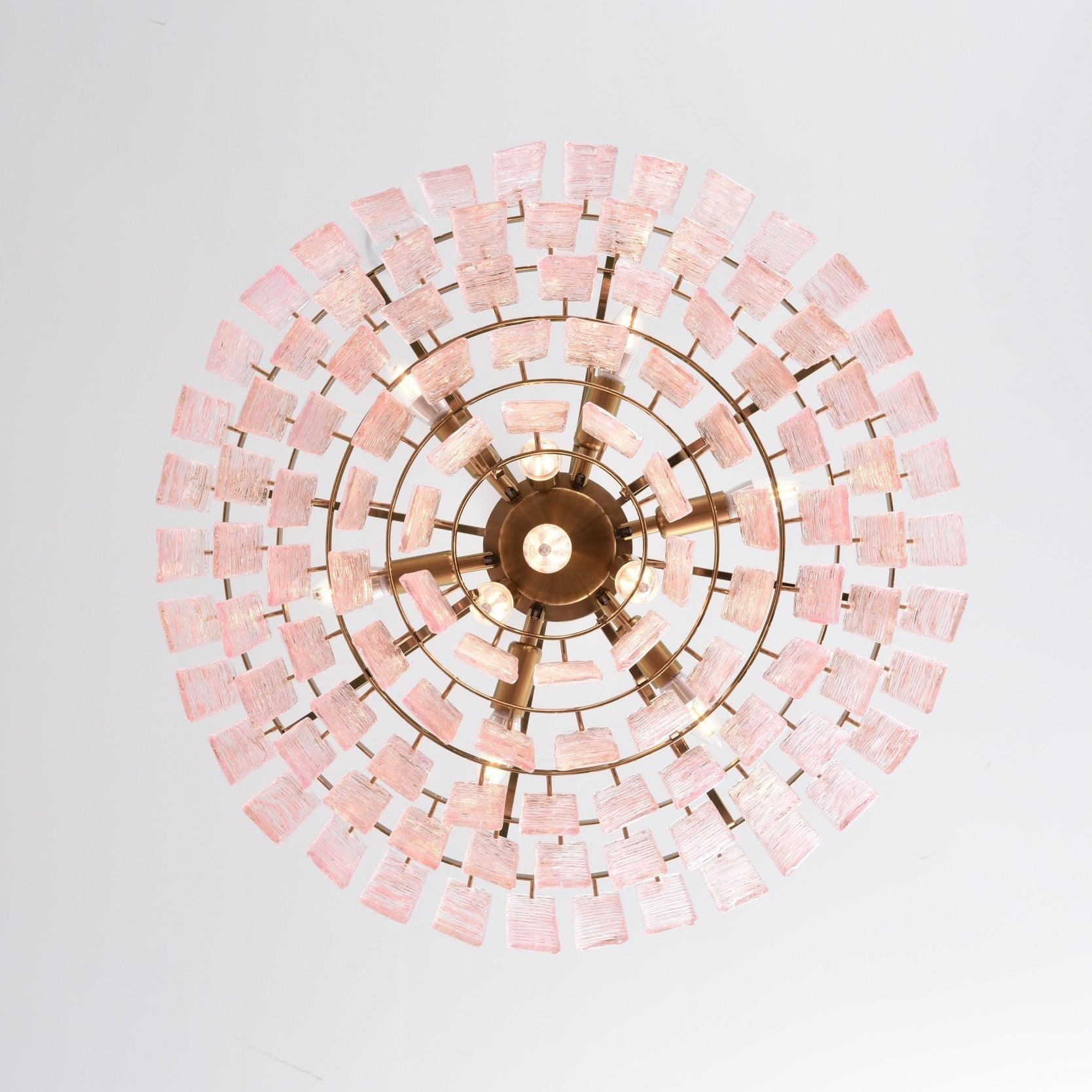 Aurora Chandelier Pink Murano Glass Layered Vintage Luxury - Blowlighting