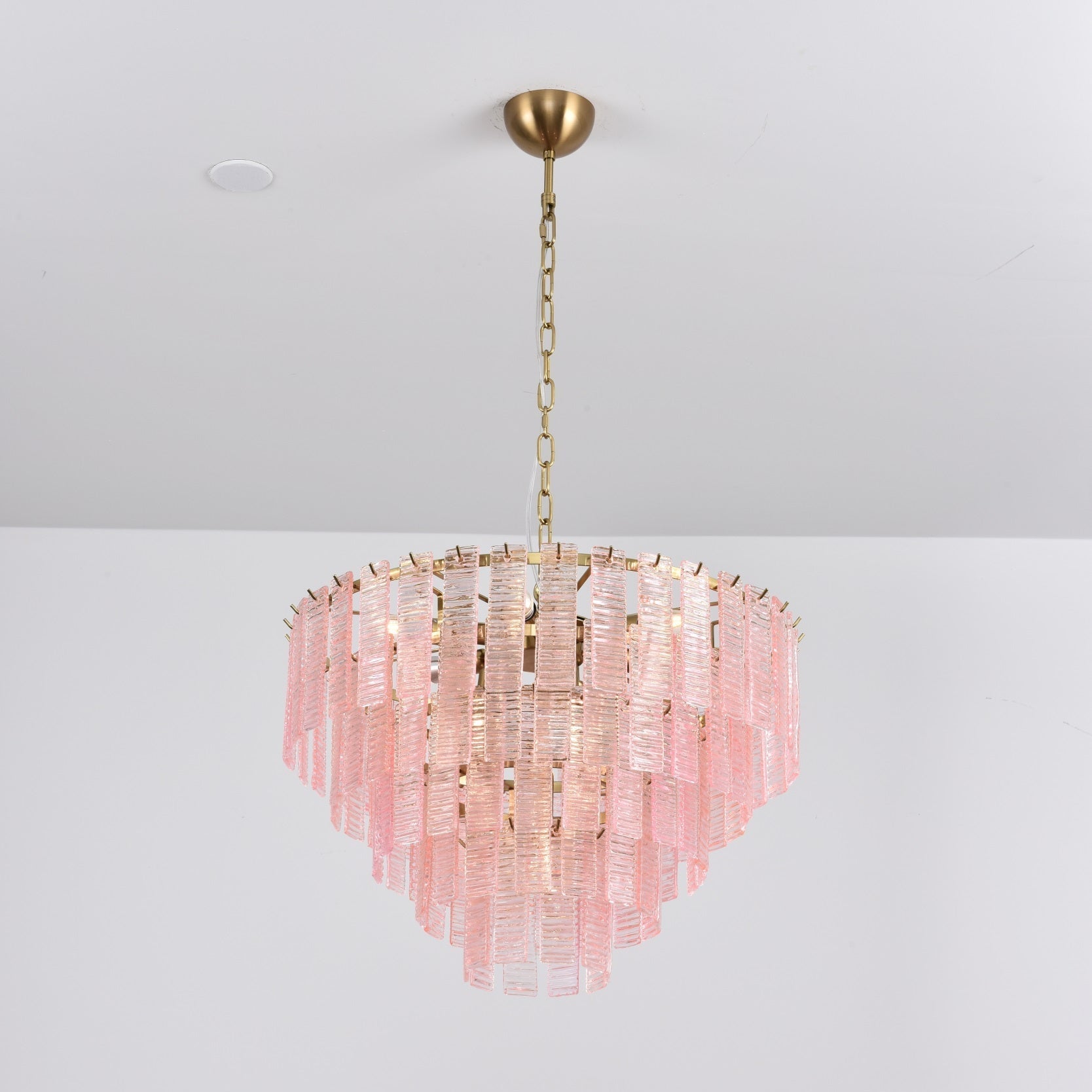 Aurora Chandelier Pink Murano Glass Layered Vintage Luxury - Blowlighting