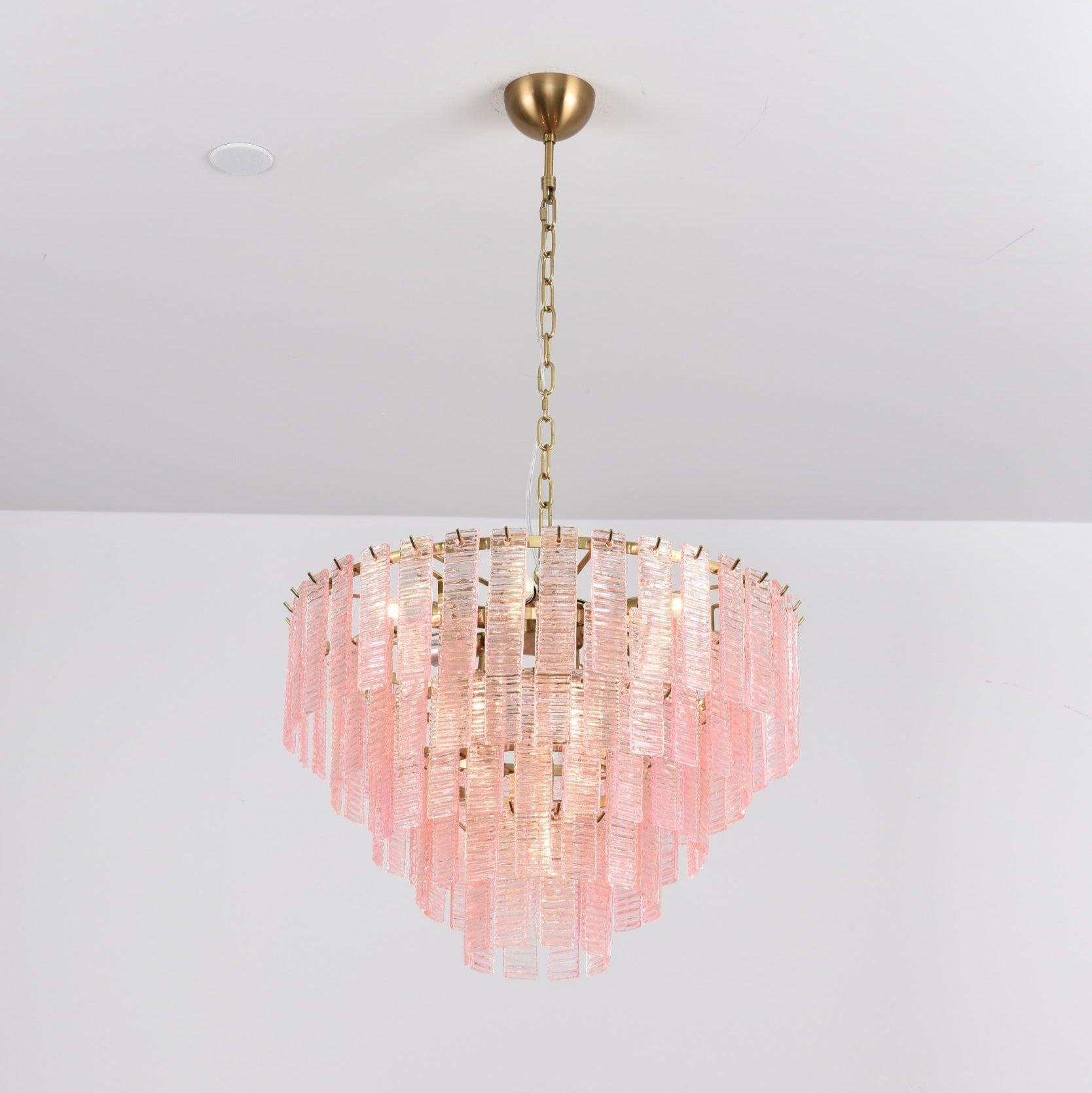 Aurora Chandelier Pink Murano Glass Layered Vintage Luxury - Blowlighting