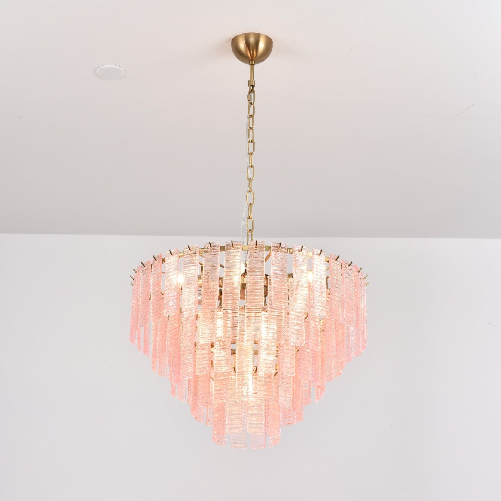 Aurora Chandelier Pink Murano Glass Layered Vintage Luxury - Blowlighting