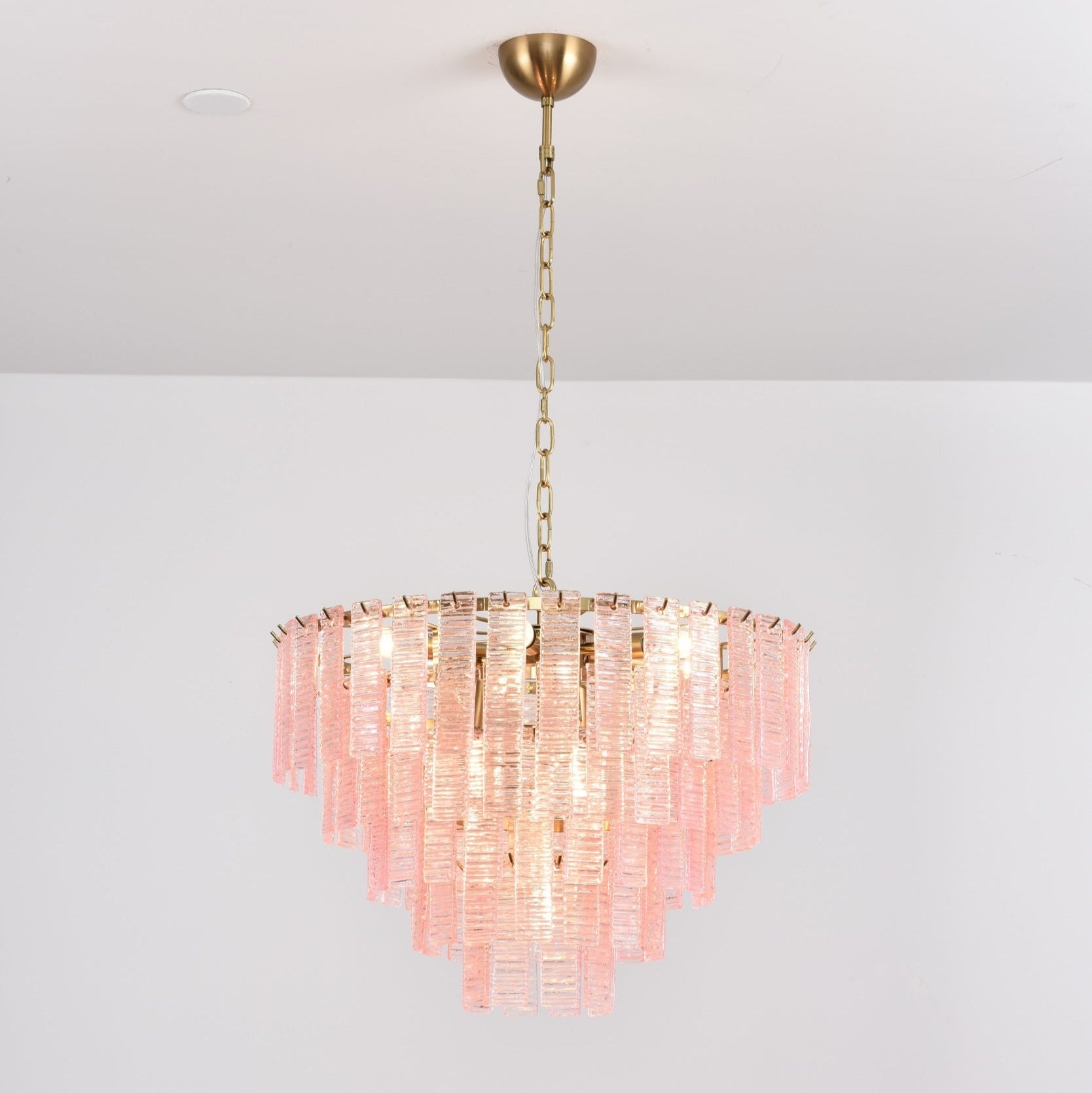 Aurora Chandelier Pink Murano Glass Layered Vintage Luxury - Blowlighting