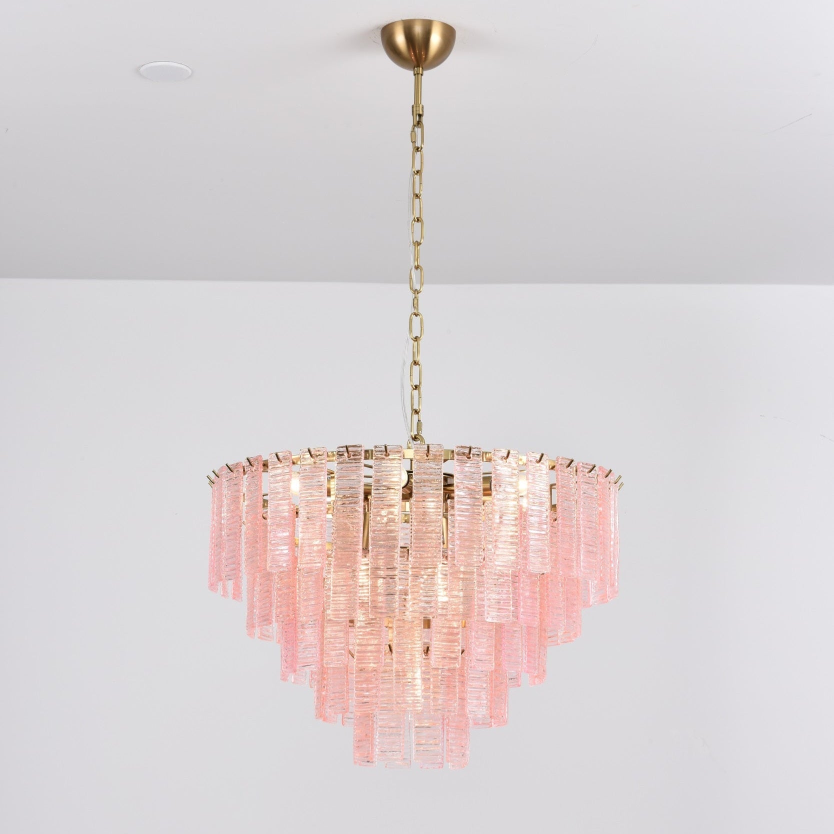 Aurora Chandelier Pink Murano Glass Layered Vintage Luxury - Blowlighting