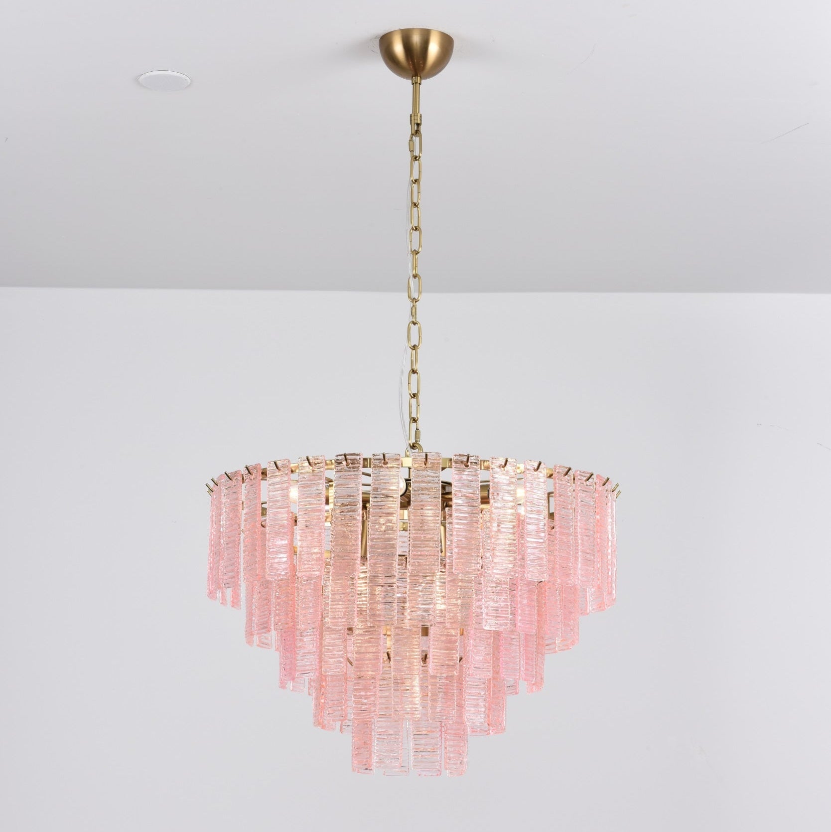 Aurora Chandelier Pink Murano Glass Layered Vintage Luxury - Blowlighting